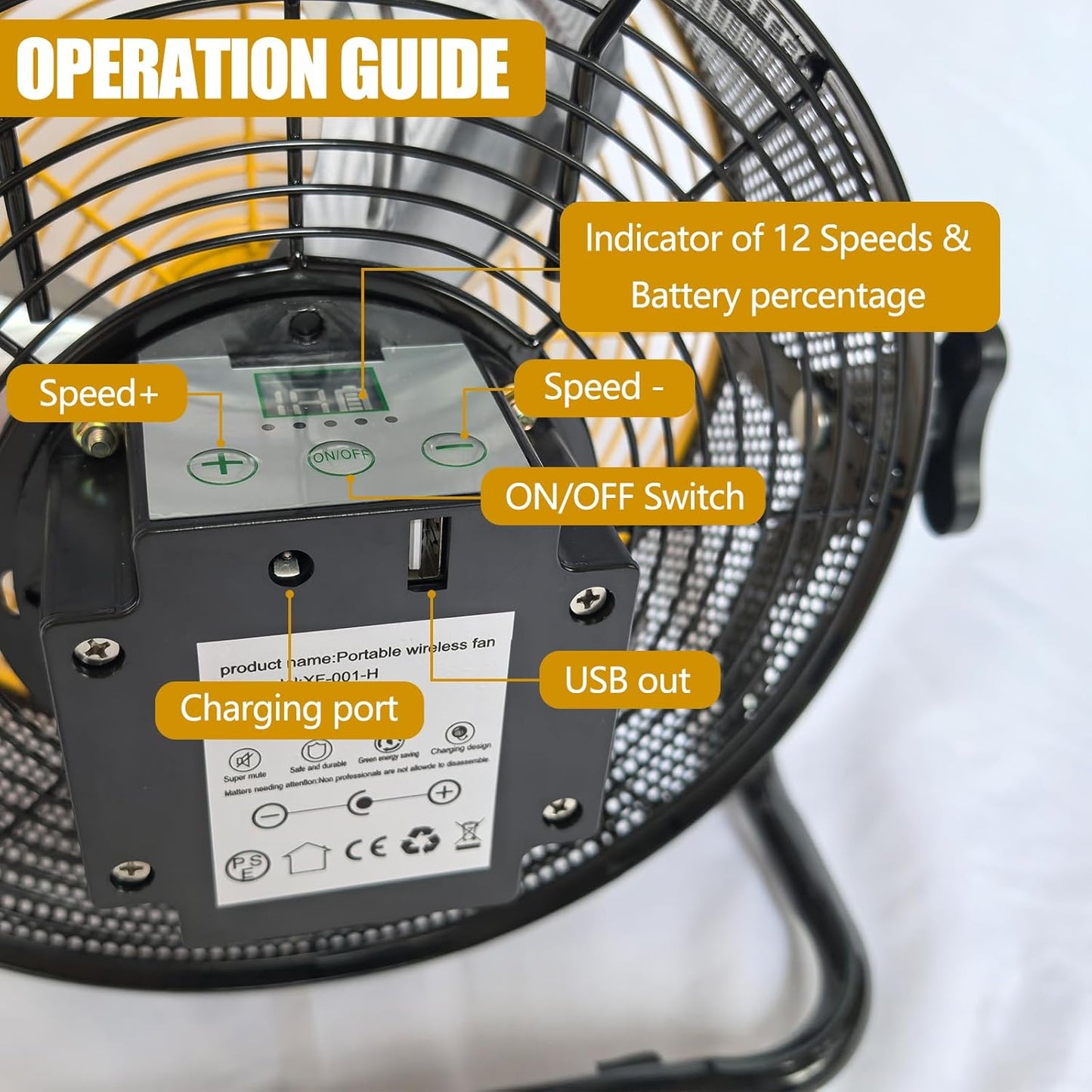 10Inch Outdoor Fan, Battery Operated Fan Can Running 3.5-24 Hours, Solar Fans For Home,Outside,Shed,Patio,Greenhouse, with USB Output For Emergency Situation Without Electric