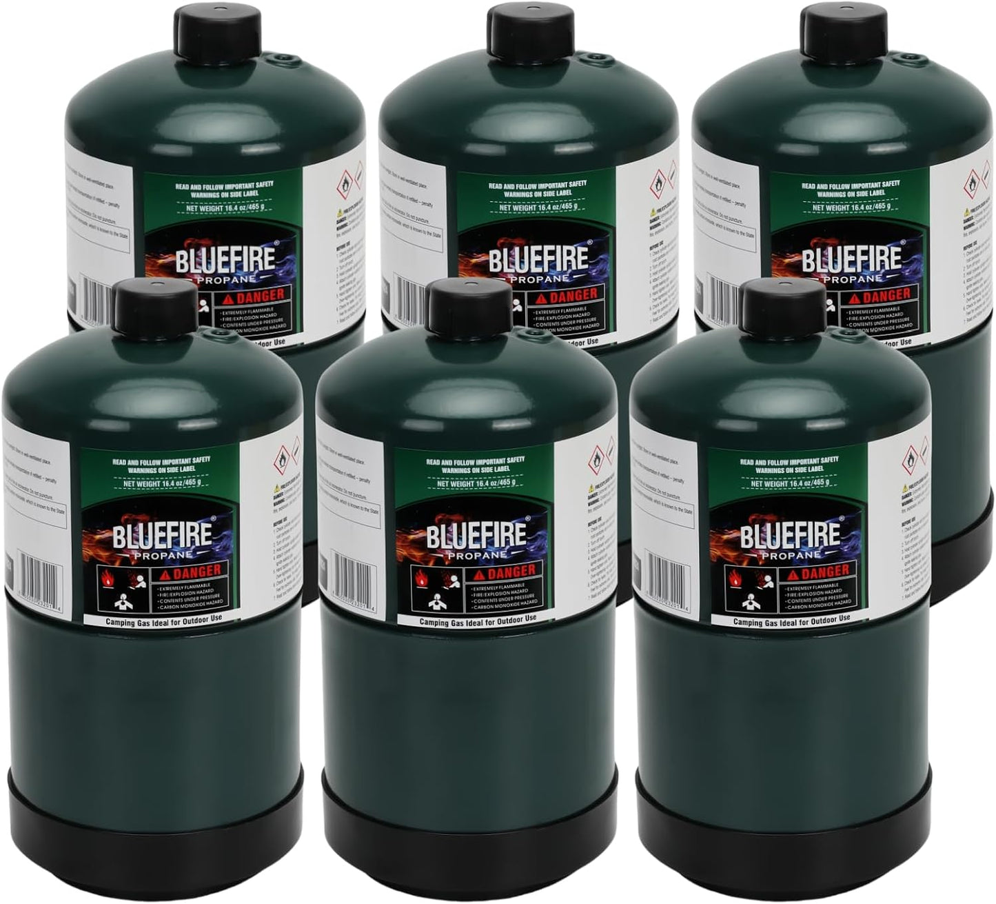 KOMAN BLUEFIRE 1Lb Propane Tank Replacement Fuel Camping Gas Cylinder All Purpose Portable Canister mini Propane Gas Tank for Camping Stove Outdoor Backpack Burner Heater Cooking Torch(6 Pack)