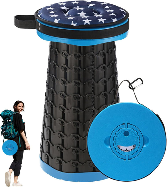 18-inch Heavy Duty Collapsible Stool with Cushion - 800 lbs Capacity, 2.6 lbs Lightweight Portable Folding Stool for Camping, Travel, Music Festivals and Other Outdoor Events