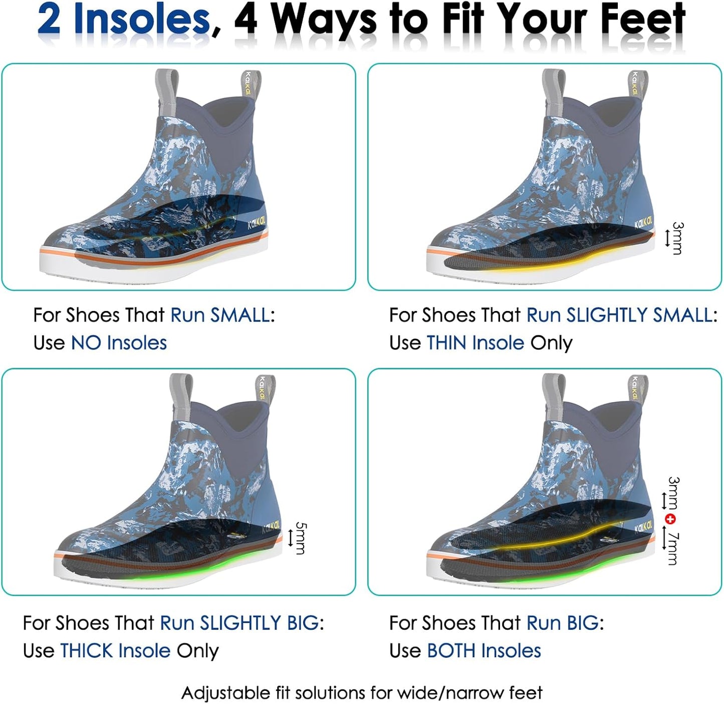 Kalkal Men's Deck Boots, Waterproof Fishing Rain Boots with High Traction, Men's Rubber Boots For Gardening Fishing Boating Camping Sailing