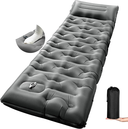 KASBAH Camping Sleeping Pad,Extra Wide 6 inch Thick Inflatable Sleeping Pads with Built-in Foot Pump and Pillow,Ultralight Camping Mat Gear for Outdoor Hiking,Camping, Traveling and Tent