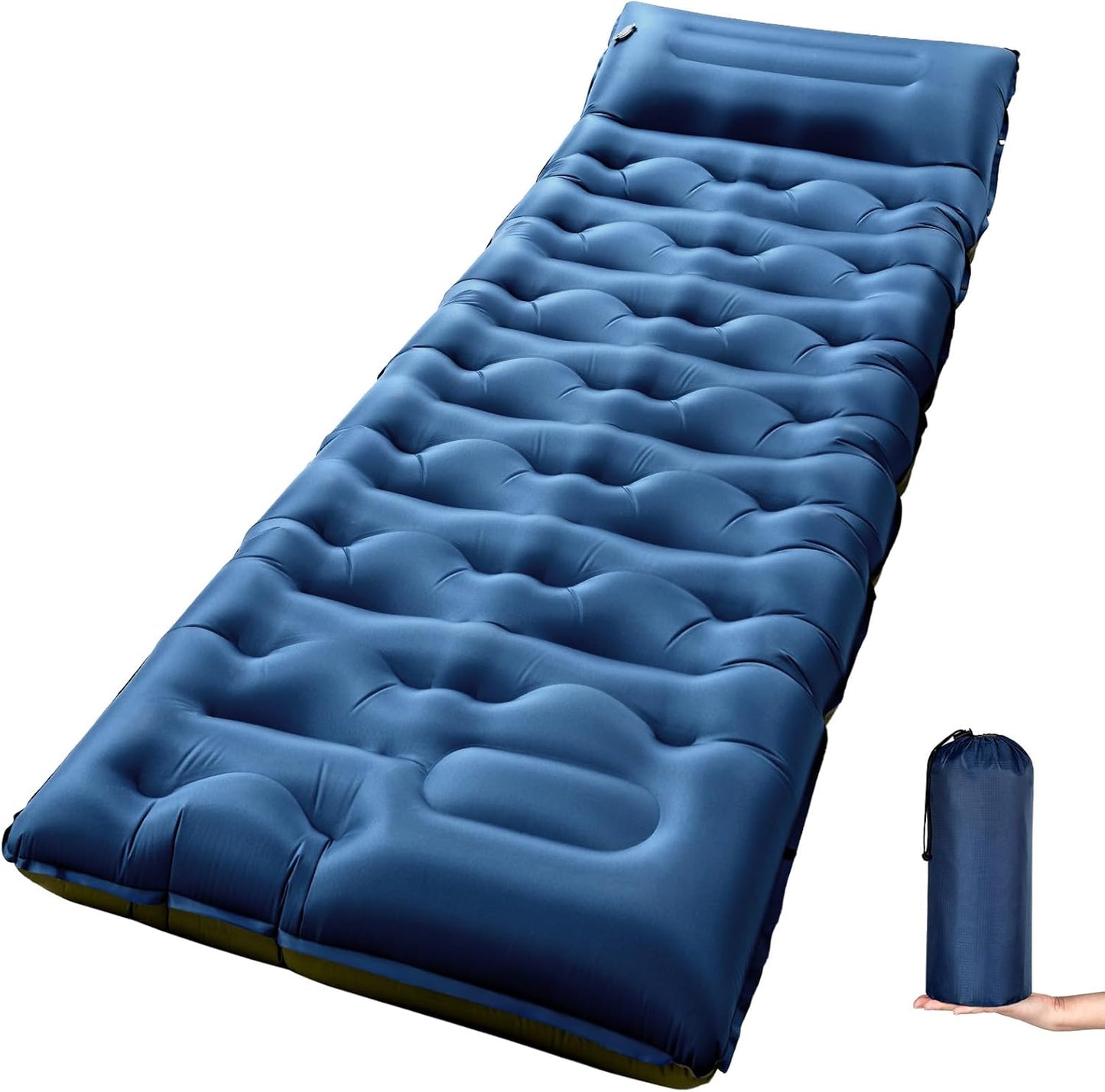 KASBAH Camping Sleeping Pad,Extra Wide 6 inch Thick Inflatable Sleeping Pads with Built-in Foot Pump and Pillow,Ultralight Camping Mat Gear for Outdoor Hiking,Camping, Traveling and Tent
