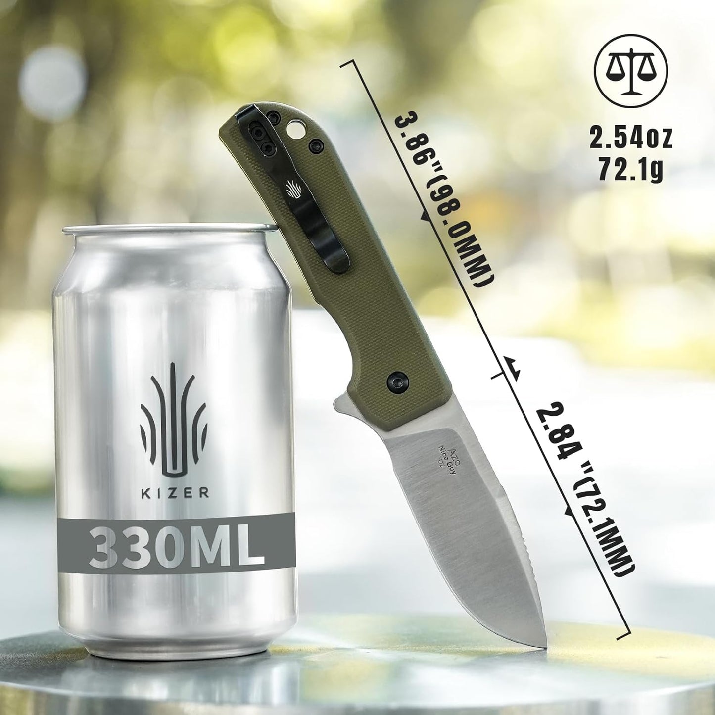 Kizer Nice Guy Pocket Folding Knife, 2.84” D2 Steel Blade knives, G10 Handle Small EDC Knife, Liner Lock Flipper Knife for Men Women, Sharp Camping Hiking Hunting Survival Knife V3011M2