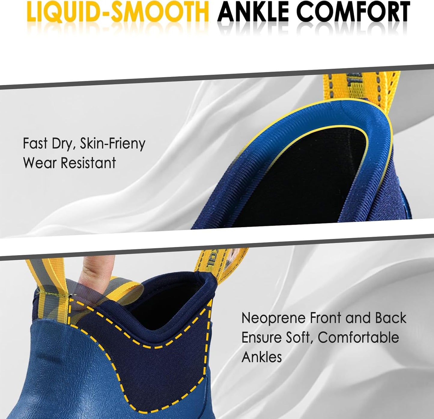 Kalkal Men's Deck Boots, Waterproof Fishing Rain Boots with High Traction, Men's Rubber Boots For Gardening Fishing Boating Camping Sailing