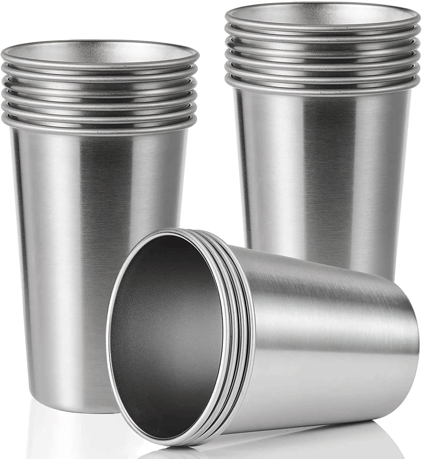 16 Pack 24oz Stainless Steel Pint Cup,Healthy Unbreakable and Stackable,Metal Drinking Glasses