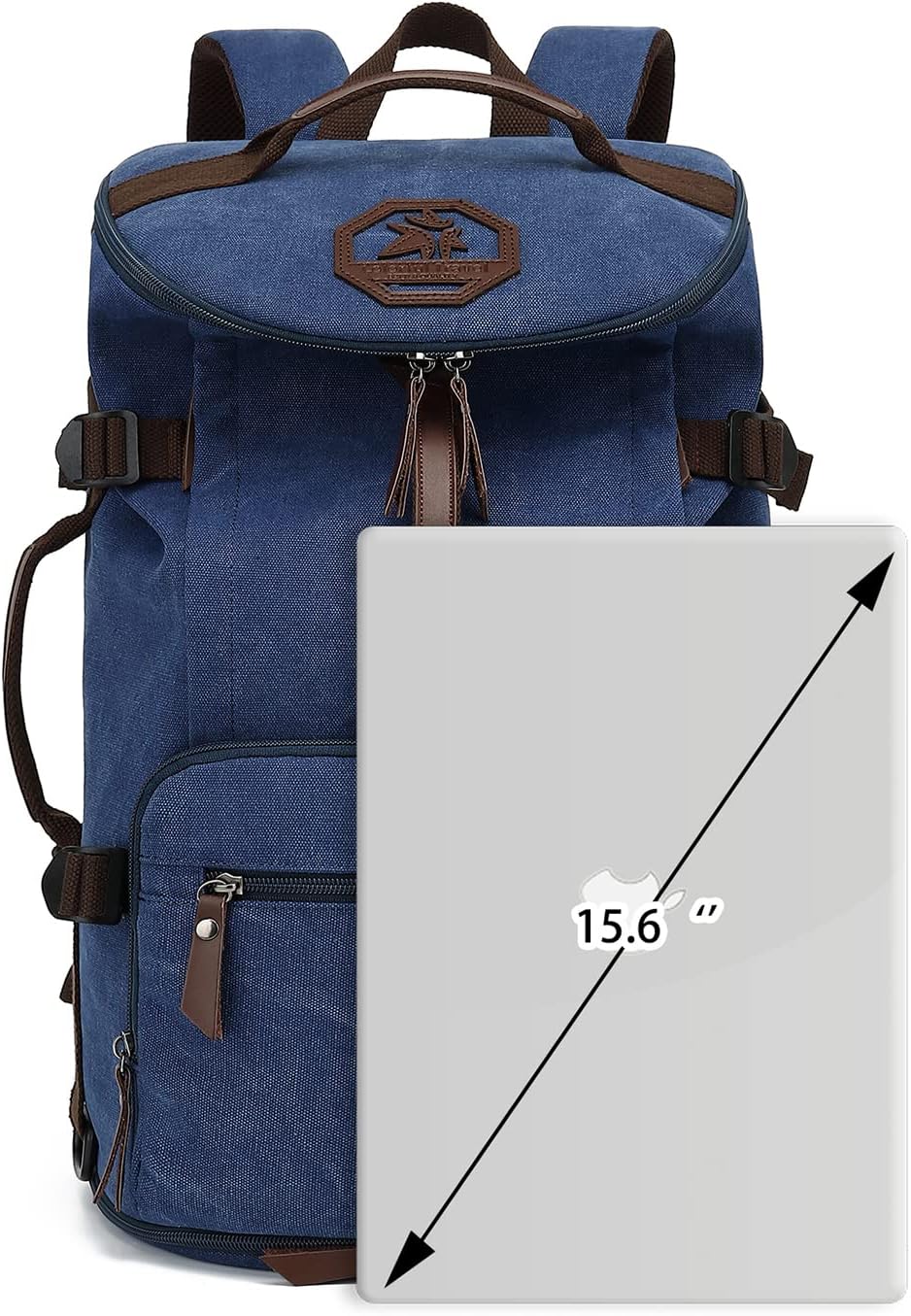 Kalesi Gym Duffle Bag Backpack 4-Way Vintage canvas with Shoes Compartment for travel Sport Hiking laptop (Vintage blue)