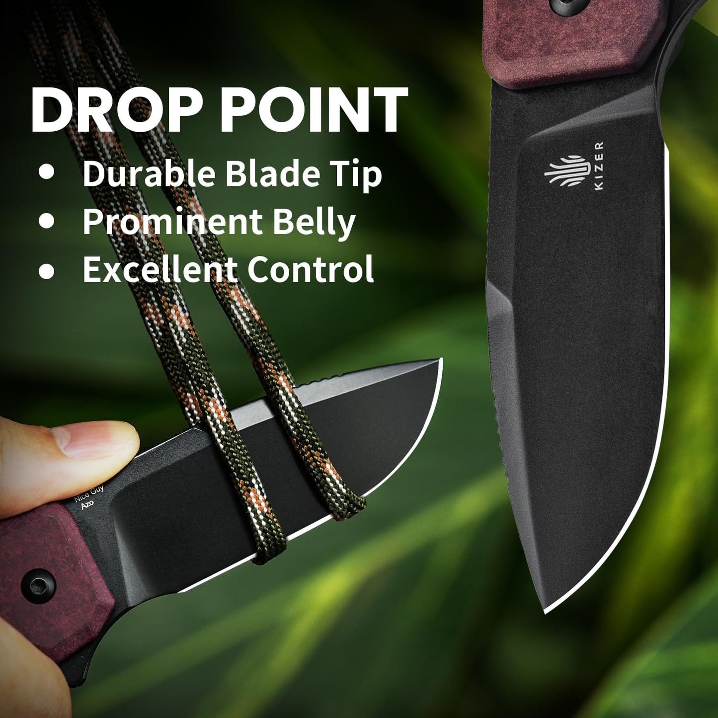 Kizer Nice Guy Pocket Folding Knife, 2.84" Nitro V Blade, Lightweight Sharp Camping and Hiking Tool, Comfort Richlite Handle, Liner Lock Flipper V3011A4