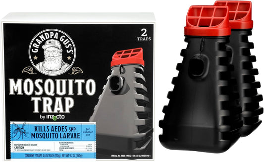 Grandpa Gus’s Mosquito Trap - Effective Long Term Outdoor Mosquito Control Killer Trap, Eco Friendly Insect Prevention for Patios and Gardens (Pack of 2)