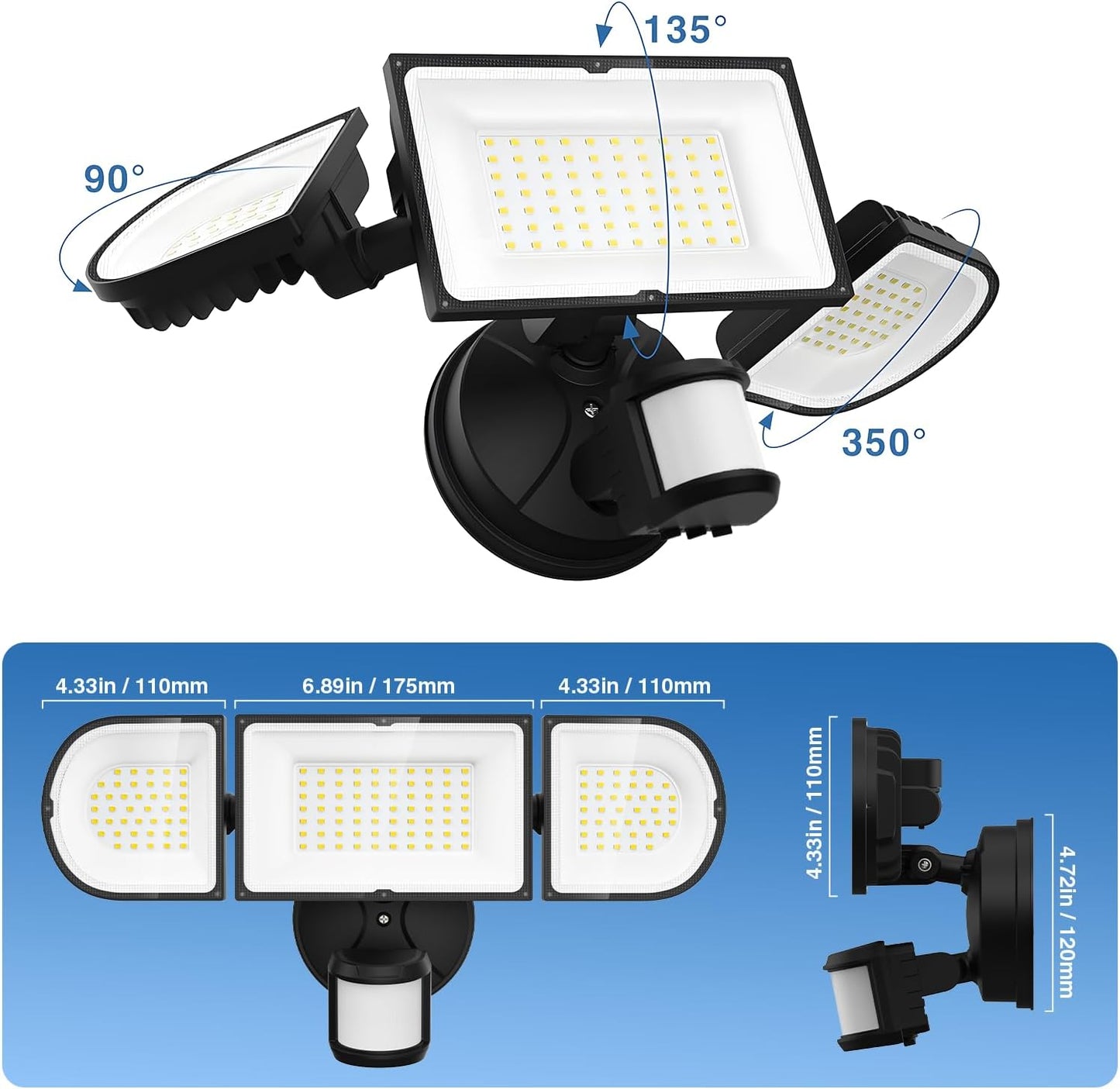 150W Motion Sensor Lights Outdoor for Outside, 15000LM LED Flood Lights Outdoor wired Dusk to Dawn, Exterior Security Floodlight Fixture Waterproof IP65, Outdoor Lighting for House, Garage 2 Pack