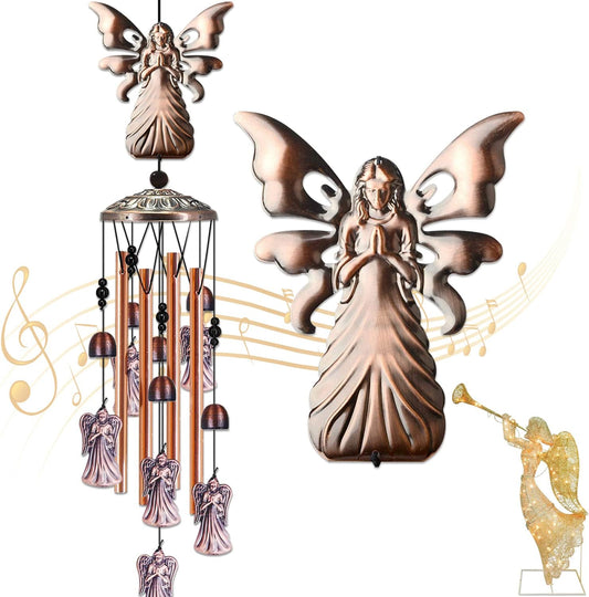 JUNQIU Angel Wind Chimes, Angel Gifts for Women Mom, Angel Decor for Outdoor Room Garden Yard Patio, Religious Wind Chimes