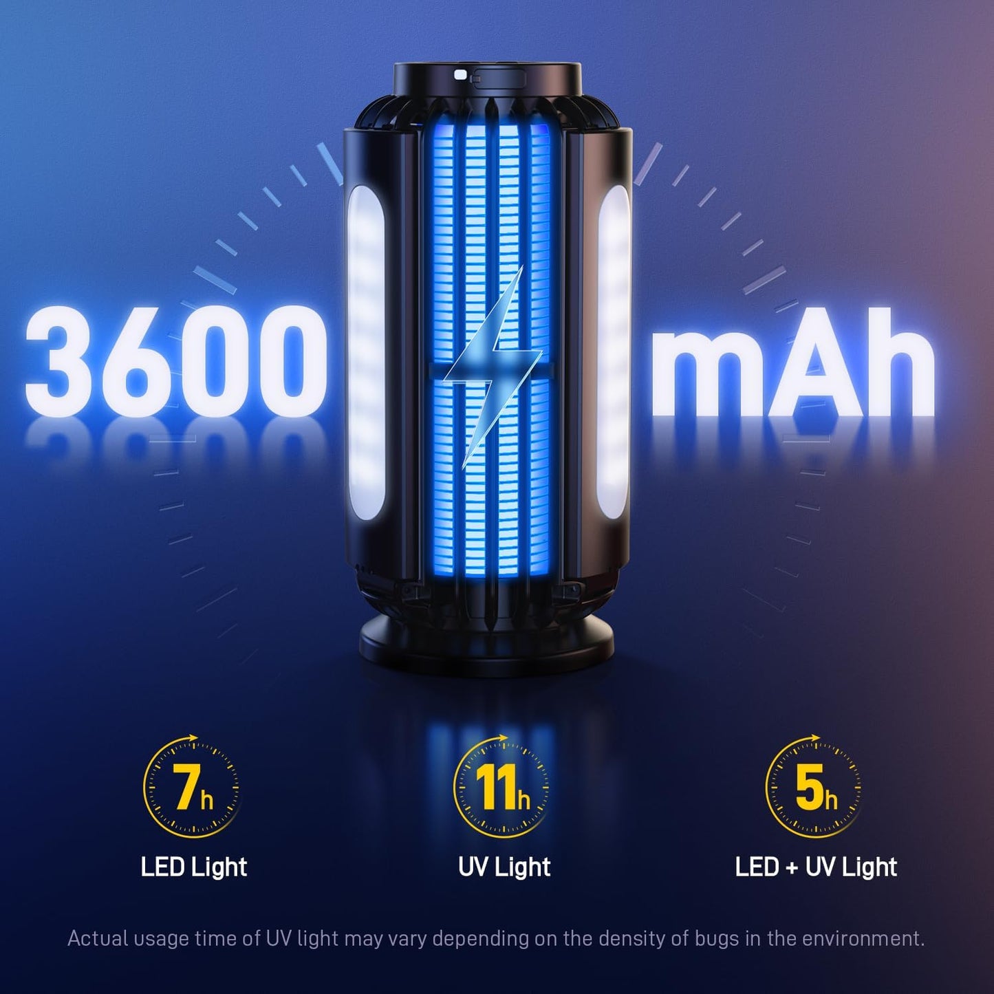 Bug Zapper, Mosquito Zapper Outdoor Indoor Solar Powered, Battery Powered Cordless Zapper with LED Light, Cordless Zapper for Patio, Camping, Outdoor, Indoor