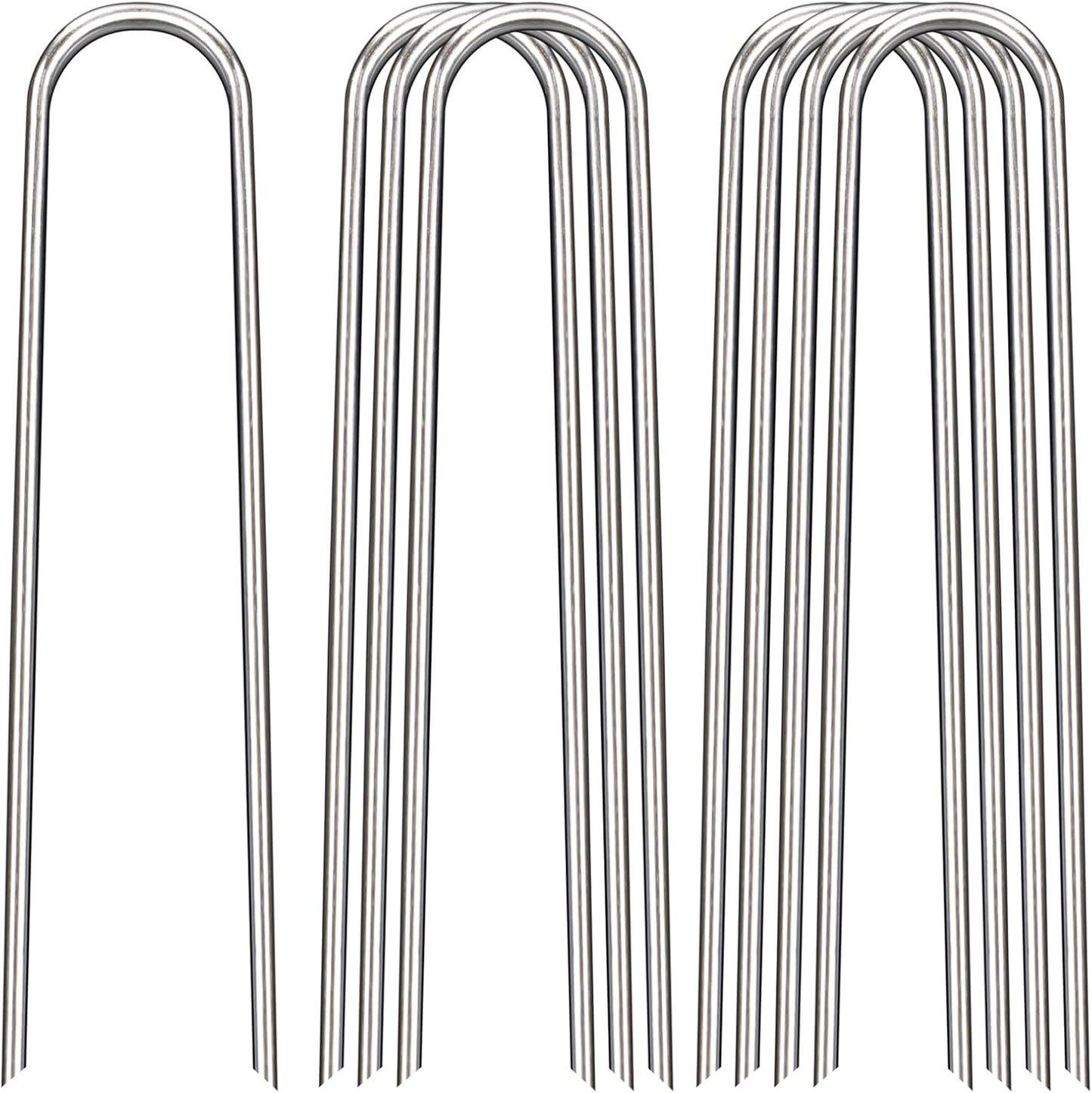 12 Inch Landscape Staples, 100 Pack Galvanized Landscape Stakes Heavy Duty 8 Gauge U-Shaped Garden Stakes, Ground Stakes for Weed Barrier Fabric, Irrigation Tubing, Fence, Outdoor Decorations