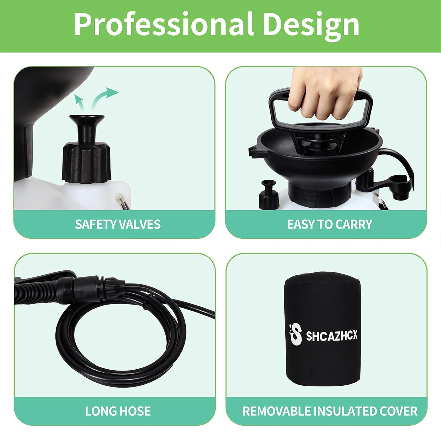 1.3 Gallon/5L Portable Shower with 10 Spray Modes, No Power Needed, Multi-use Sprayer for Camping & Beach Shower, Hiking, Pet Bath, Car Washing, Plant Spraying, White