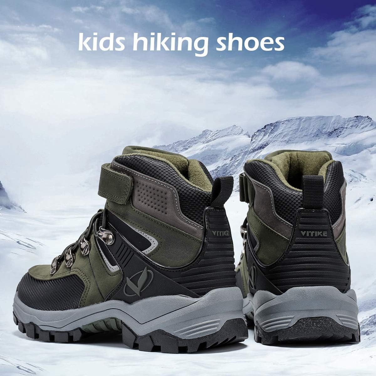 JMFCHI Kids Hiking Boots Boys Girls Outdoor Walking Climbing Sneaker Comfortable Non-slip Snow Shoes Hiker Boot Antiskid Steel Buckle Sole