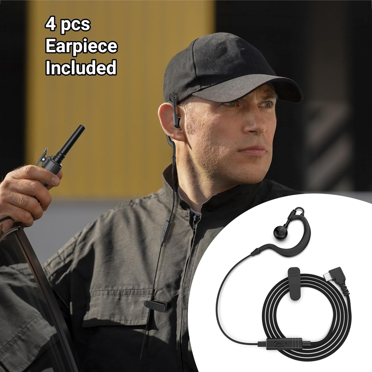 KETELESE T3G IP67 Waterproof Walkie Talkies Rechargeable, Heavy Duty 2 Way Radios with Earpiece and Mic, Dock, USB, NOAA Weather Alert, Group PTT (4 Pack), Black/Grey