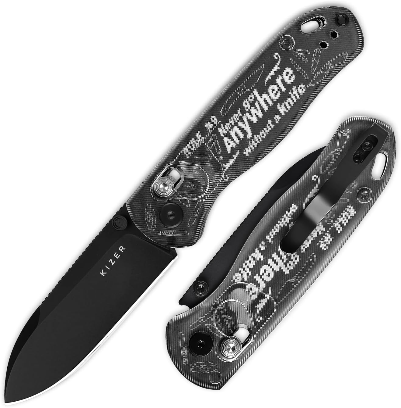 Kizer Drop Bear EDC Pocket Knife, 2.97” Nitro-V Blade Acrylic Handle Folding Knife with Thumb Stud Opener, Clutch Lock EDC Knives for Men Women Gift V3619A14