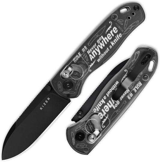 Kizer Drop Bear EDC Pocket Knife, 2.97” Nitro-V Blade Acrylic Handle Folding Knife with Thumb Stud Opener, Clutch Lock EDC Knives for Men Women Gift V3619A14