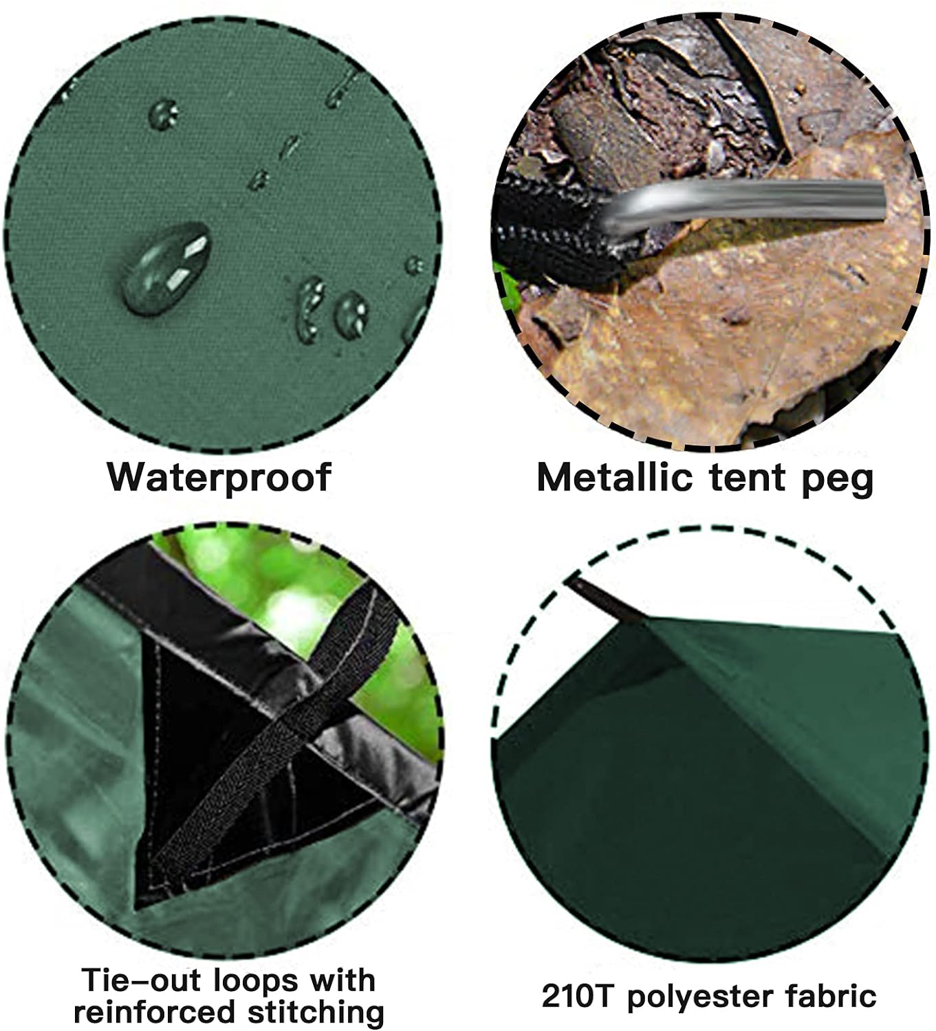 KALINCO Waterproof Camping Tarp, 10X12FT Hammock Rain Fly Tent Tarp, Multifunctional Tent Footprint, Lightweight and Compact for Backpacking, Hiking (Green-10X12FT)