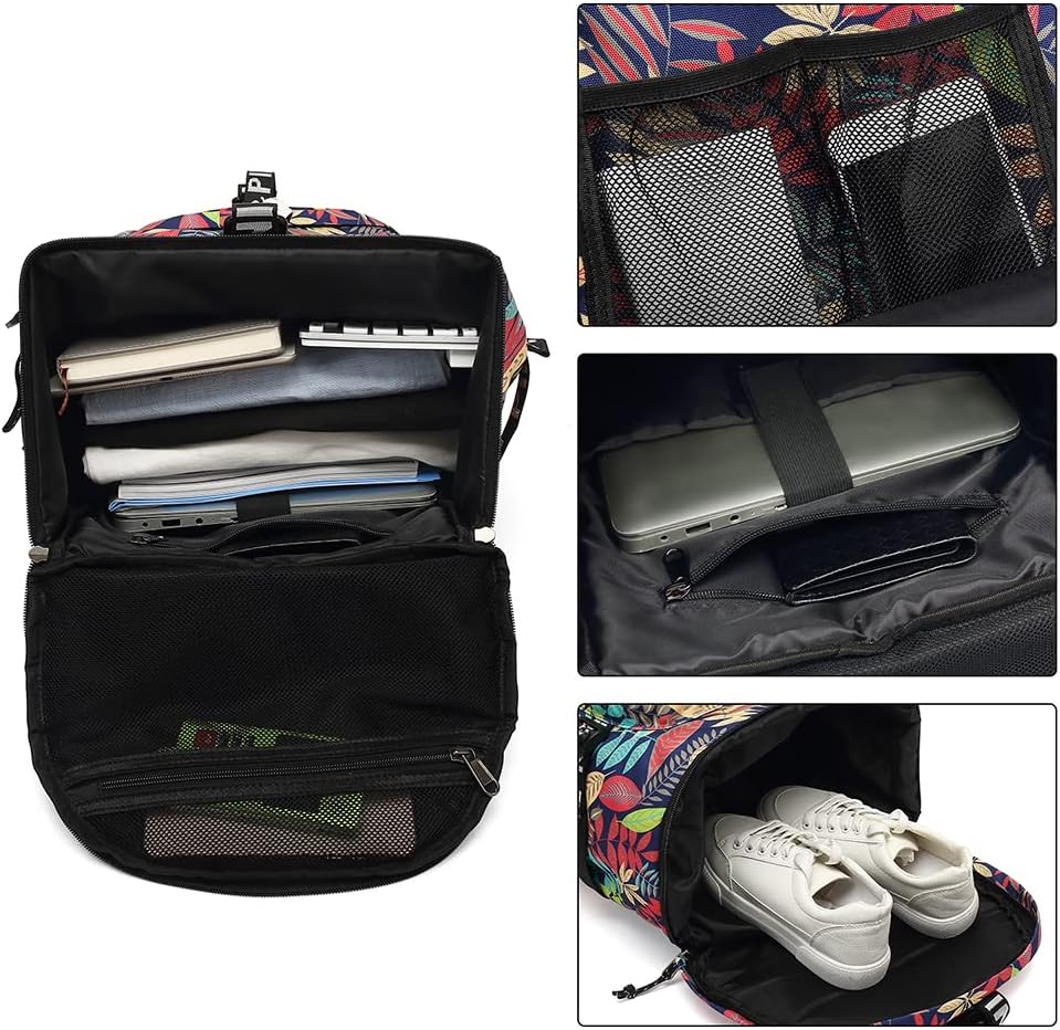 Kalesi Floral Gym Duffle Bag Backpack 4 ways for Women Waterproof with Shoes Compartment for travel Sport Hiking laptop Lightweight