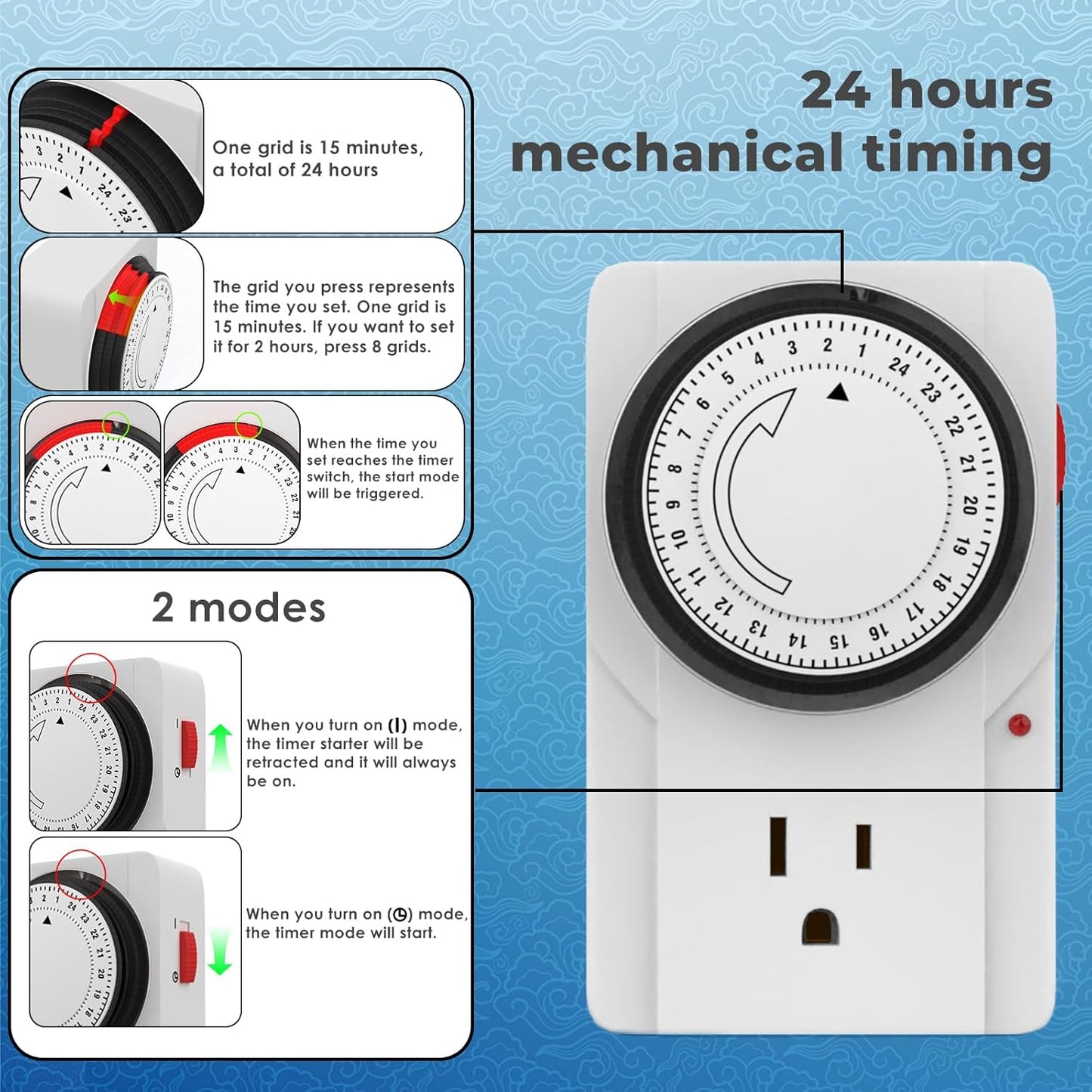 1500W Immersion Water Heater with Timer, Electric Fully Submersible Pool Water Heater, 24H Precise Temp Control for Baptistery, Hot Tub, Bucket, Camping Stock Tank, Bathtub, Small Inflate Pool