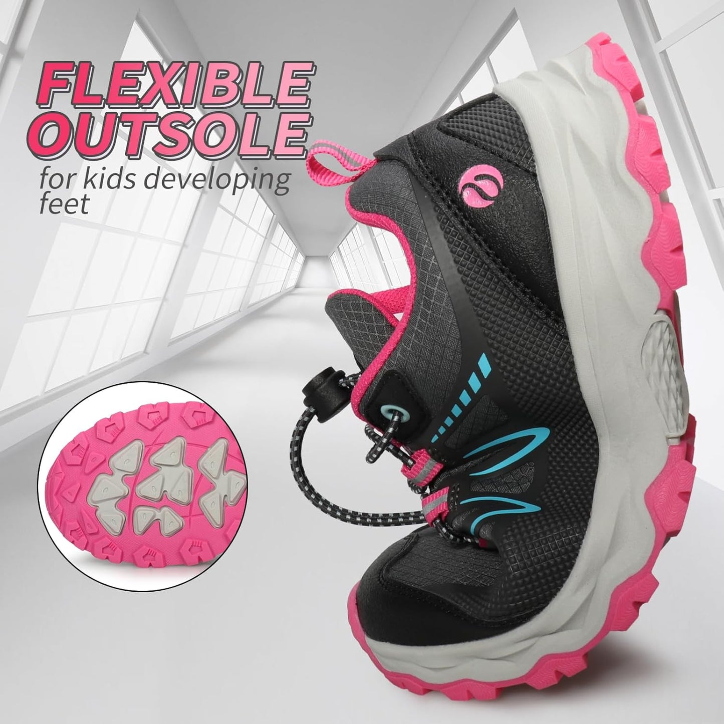 Kids Boys Girls Running Shoes Waterproof Non-Slip Breathable Low-Top Outdoor Hiking Walking Sneakers (Little/Big Kids)