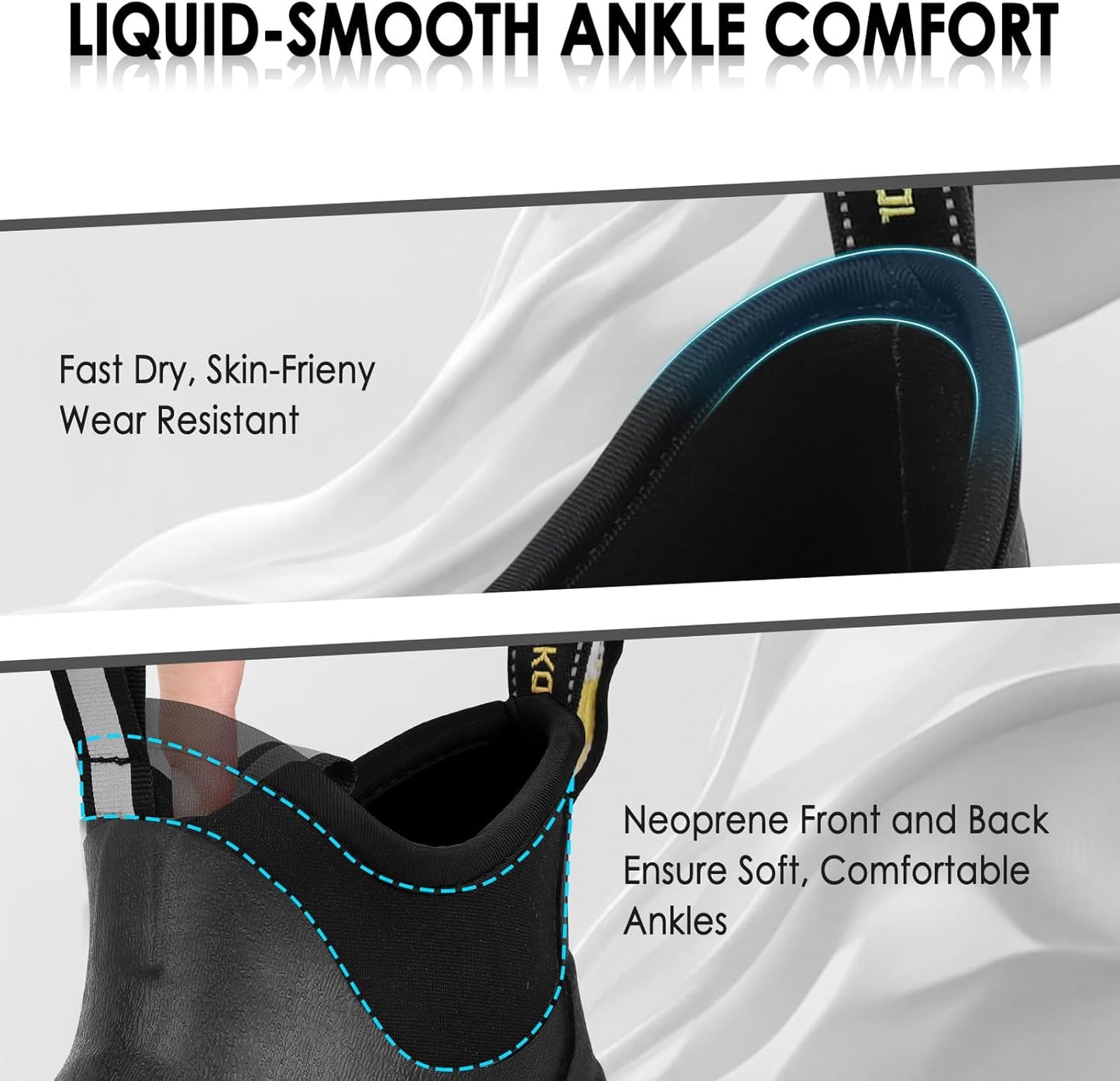 Kalkal Men's Deck Boots, Waterproof Fishing Rain Boots with High Traction, Men's Rubber Boots For Gardening Fishing Boating Camping Sailing