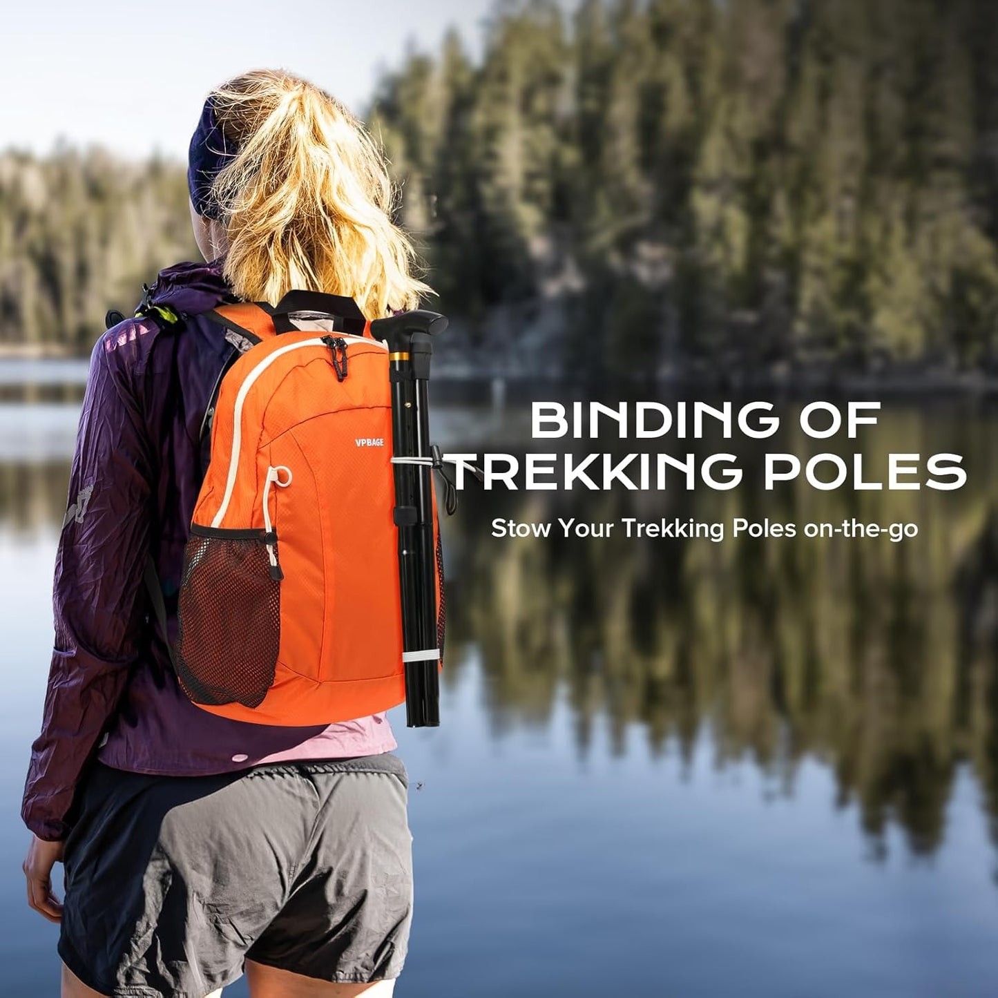 15L Water-resistant Hiking Daypack, Small Backpack Travel Outdoor, Lightweight Day Pack with Tool Loops