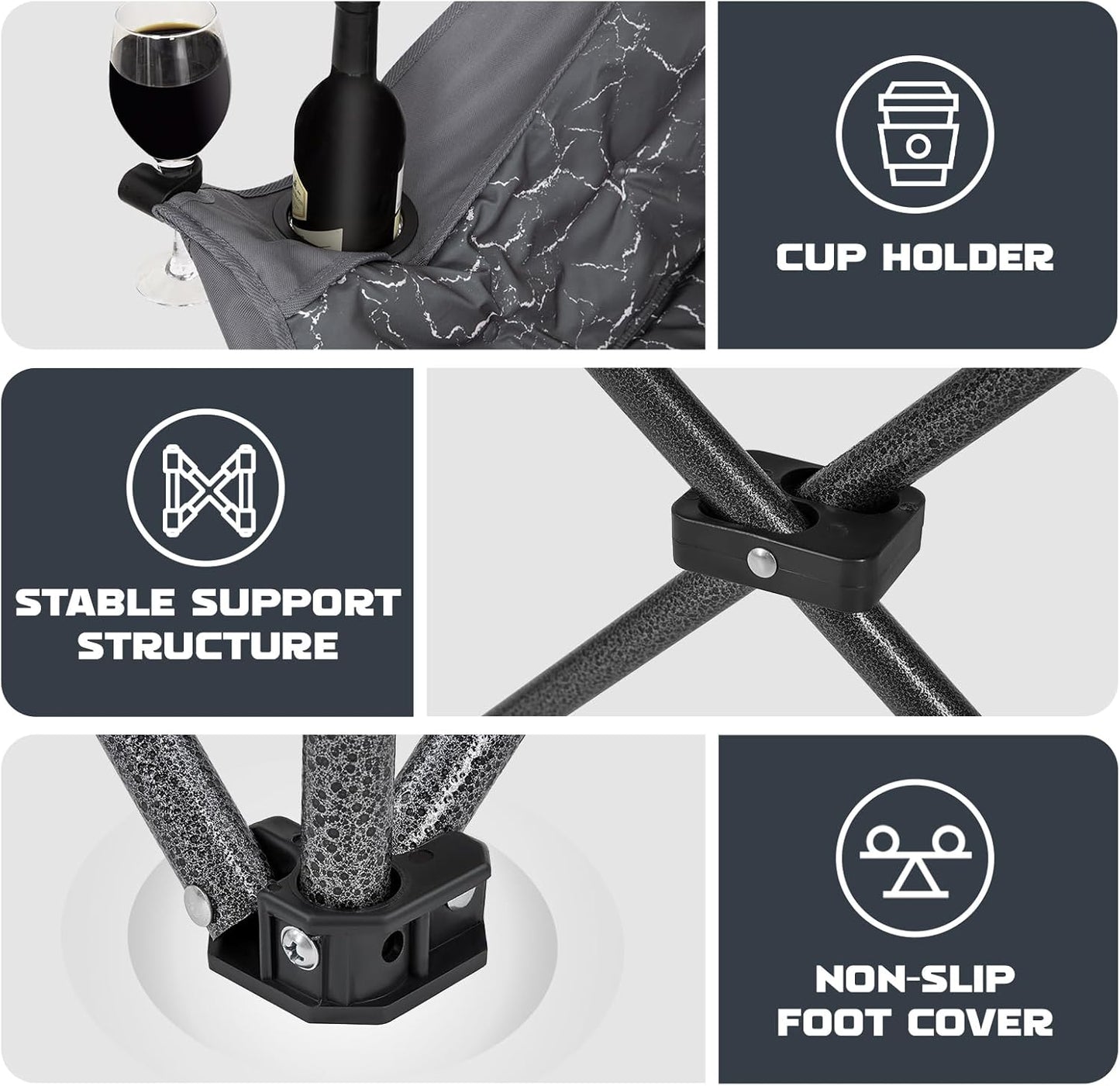 KingCamp Double Camping Chair, Oversized 660lbs Heavy Duty Padded Loveseat for Adults Portable Folding XL 2 Person Couch Comfortable Two Seat for Outdoor Lawn Backyard (Dual-Density Padding