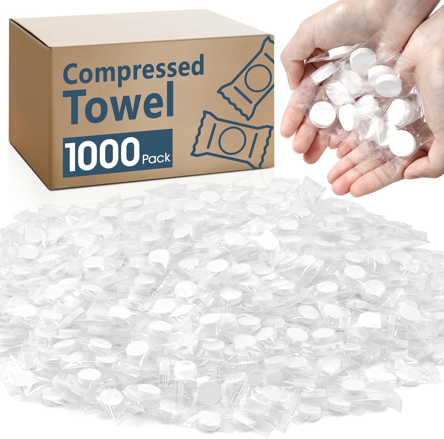 1000 PCS Compressed Towel, Mini Compressed Towel Tablets, Disposable Compressed Face Towels, Camping Towel, Portable Bulk Compressed Coin Tissues for Home, Travel, Outdoor Sports