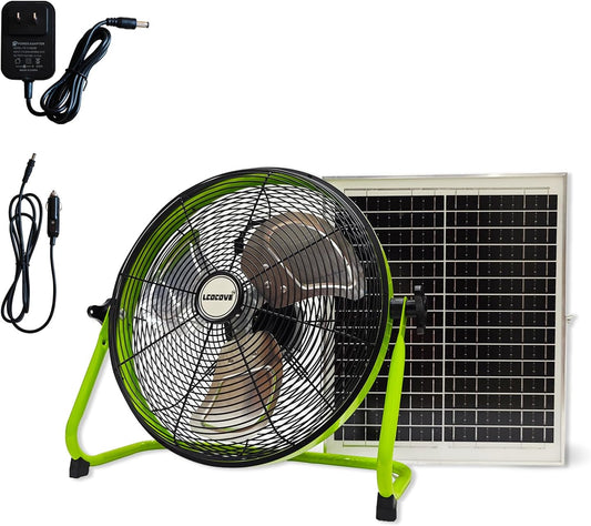 14Inch Outdoor Fan, Battery Operated Fan Can Running 3.5-24 Hours, Solar Fans For Home,Outside,Shed,Patio,Greenhouse, with USB Output For Phone