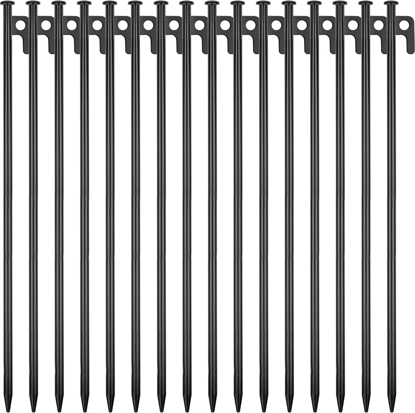 16 Pack Tent Stakes Heavy Duty Metal Tent Pegs for Camping Steel Tent Stakes 16 inch Unbreakable and Inflexible