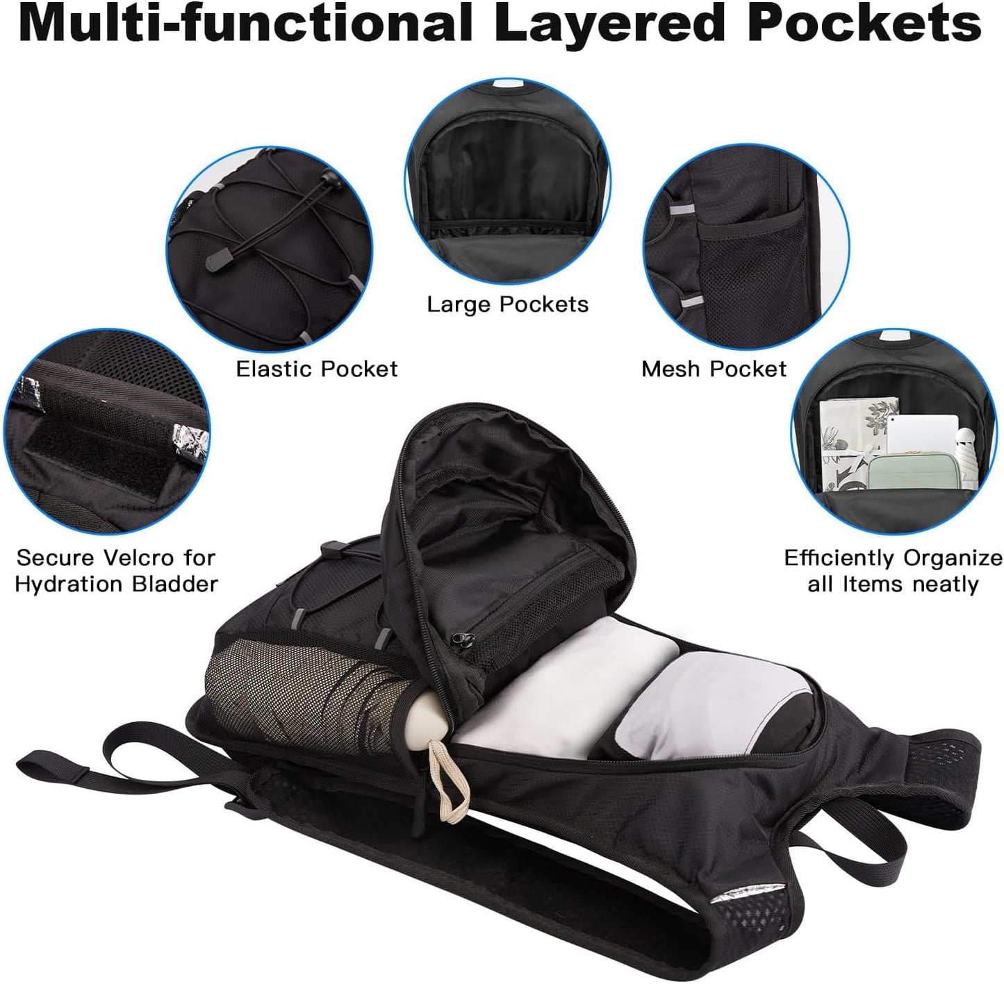 JOYHILL TPU Hydration Bladder,1.5L 2L 3L Water Bladder for Hiking Backpack BPA Free Leak Proof Hydration Pack