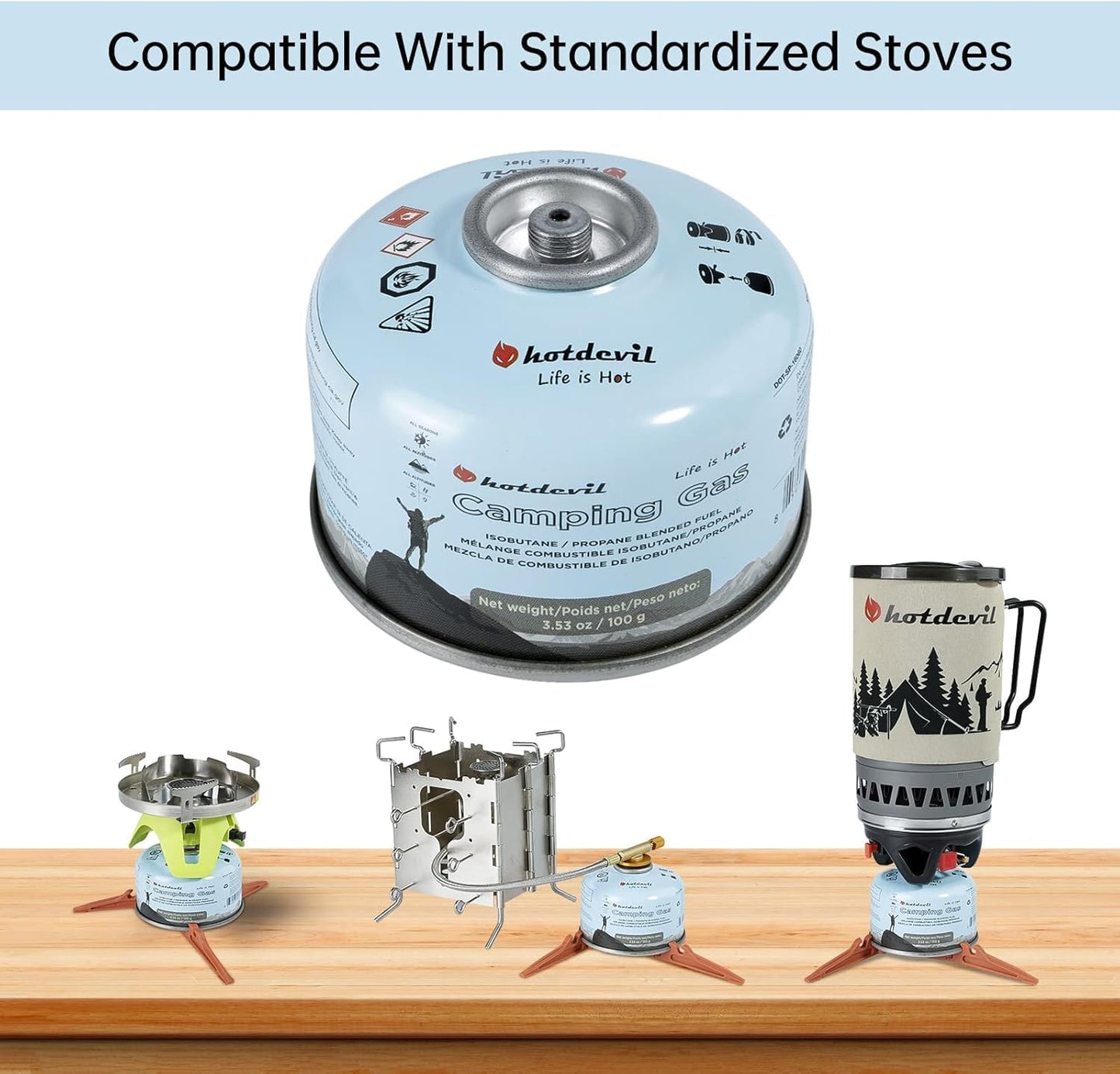 KOMAN Isobutane Fuel Canister 100 Gram Camping Stove Fuel Butane Propane Blend Camping Fuel Gas Canister Butane Fuel Canister Backpacking Stove Fuel (4 Pack)