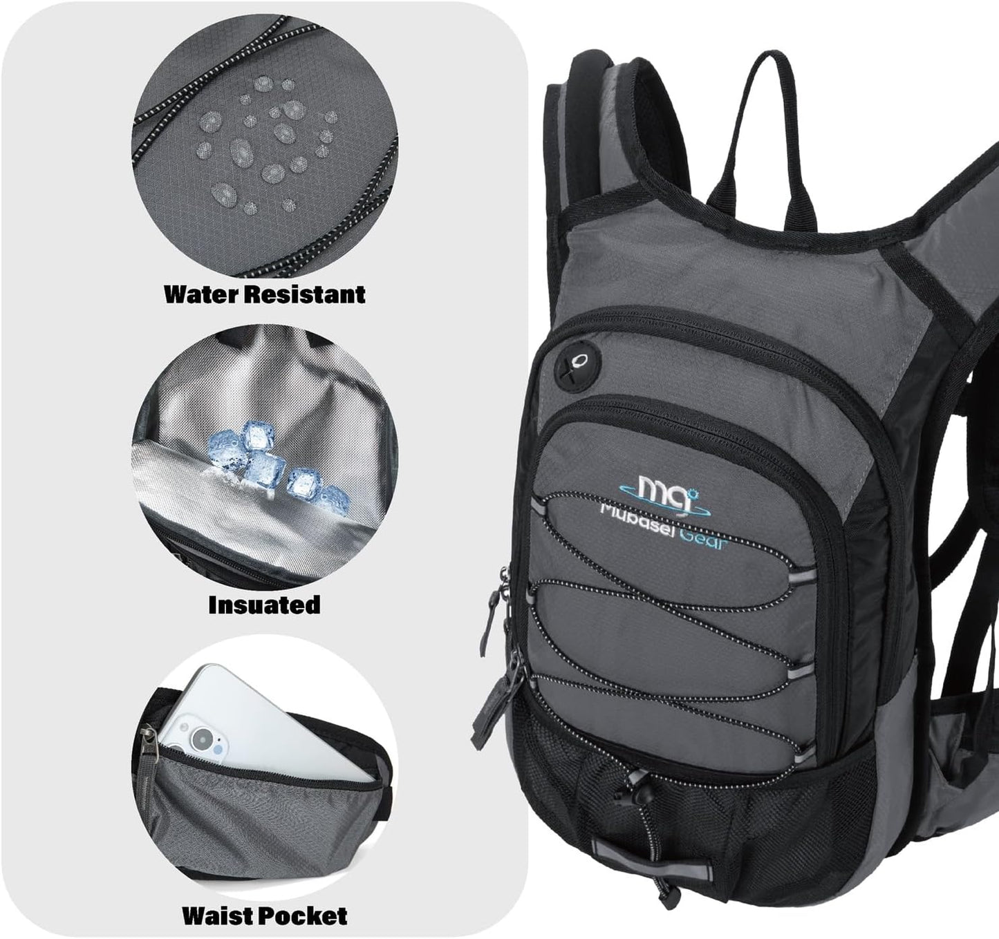 15L Insulated Hydration Backpack Pack with 2L Water Bladder Lightweight Hiking Backpack Bag for Women Men Daypack for Hiking Running Festival Camping Biking