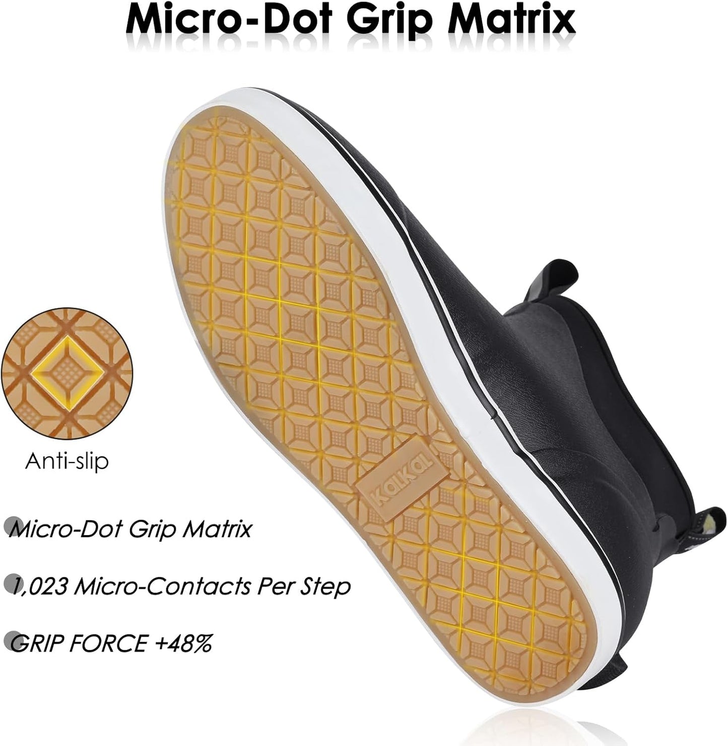 Kalkal Men's Deck Boots, Waterproof Fishing Rain Boots with High Traction, Men's Rubber Boots For Gardening Fishing Boating Camping Sailing