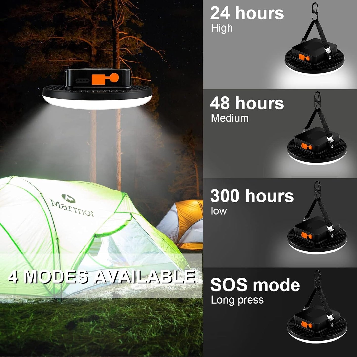 10000mAh 4000LM Flashlight Portable LED Camping Lantern Rechargeable Light 30W with Digital Power Display and Magnet , IPX5 Waterproof Tent Lights Power Failure Emergency Light