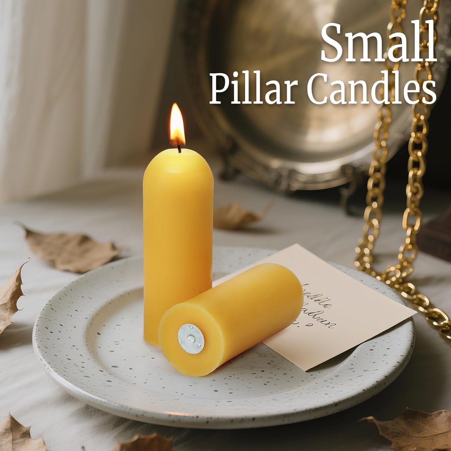 16 Packs Natural Beeswax Pillar Candles,8 Hour Long Burn Time Emergency Candles - Unscented,Smokeless and Dripless Candles for Home, Camping, Outages Lighting ﻿