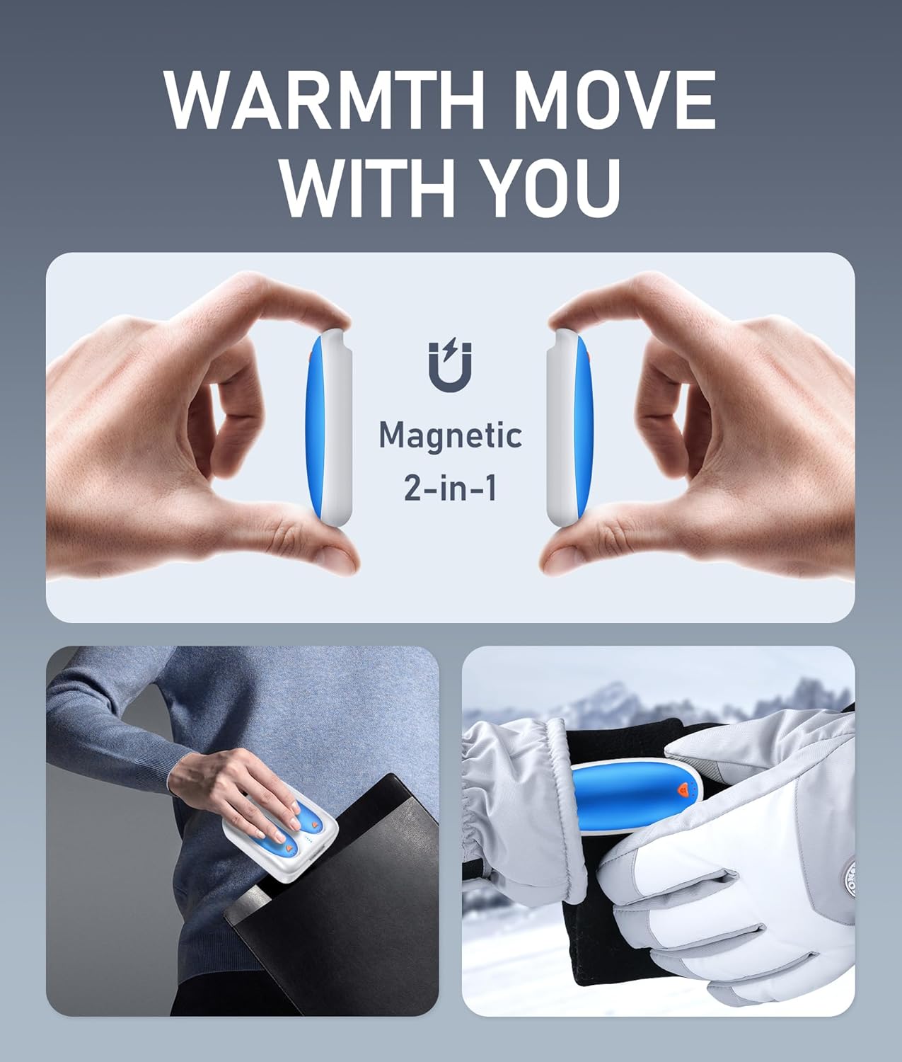 14000 mAh Hand Warmers Rechargeable 2 Pack, AI Hand Warmer with Charging Case Last 60H, 1S Fast Heat, Portable Electric Pocket Heater, Golf Hunting Camping Hiking