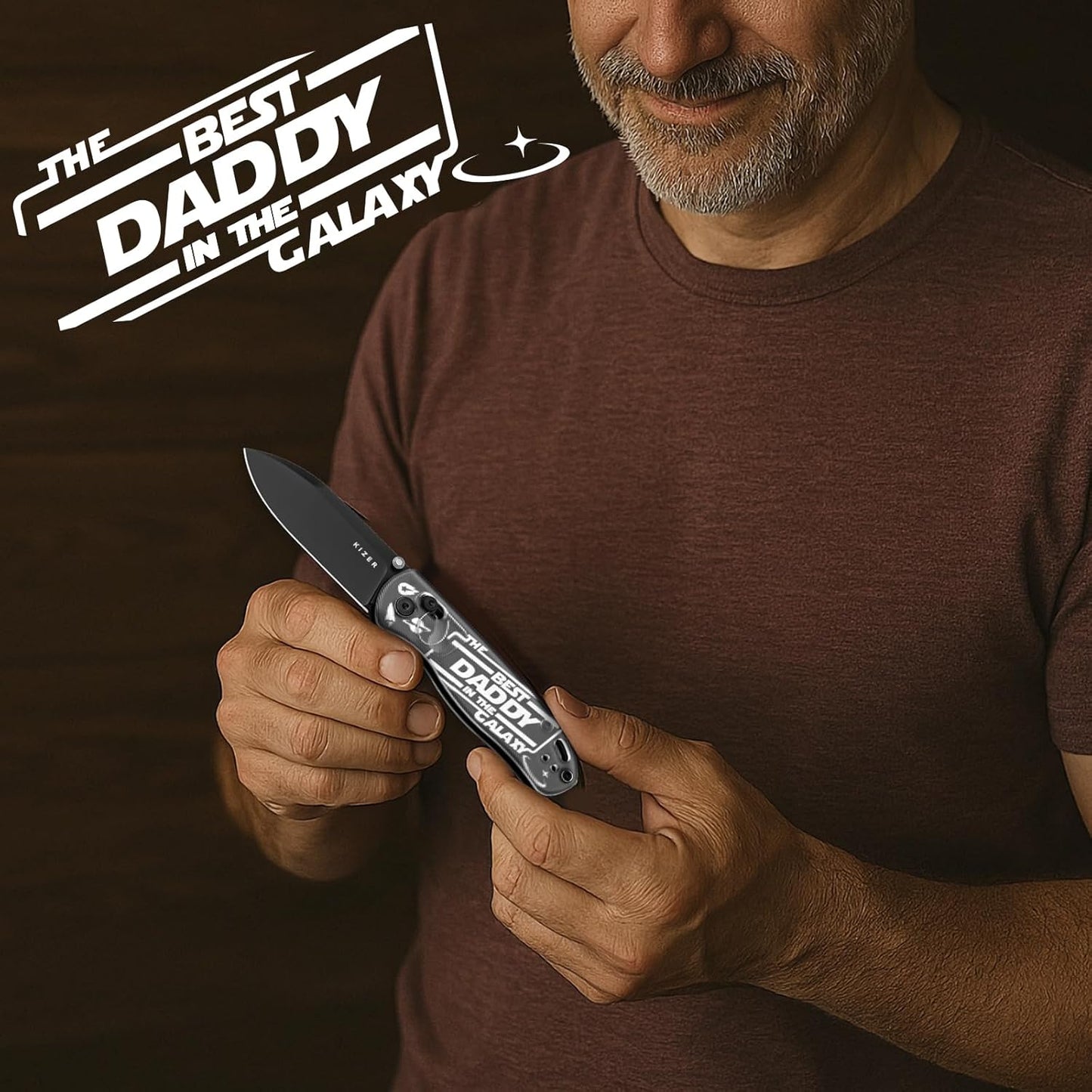 Kizer Drop Bear EDC Pocket Knife, 2.97” Nitro-V Blade Acrylic Handle Folding Knife with Thumb Stud Opener, Clutch Lock EDC Knives for Father Dad Gift V3619A11