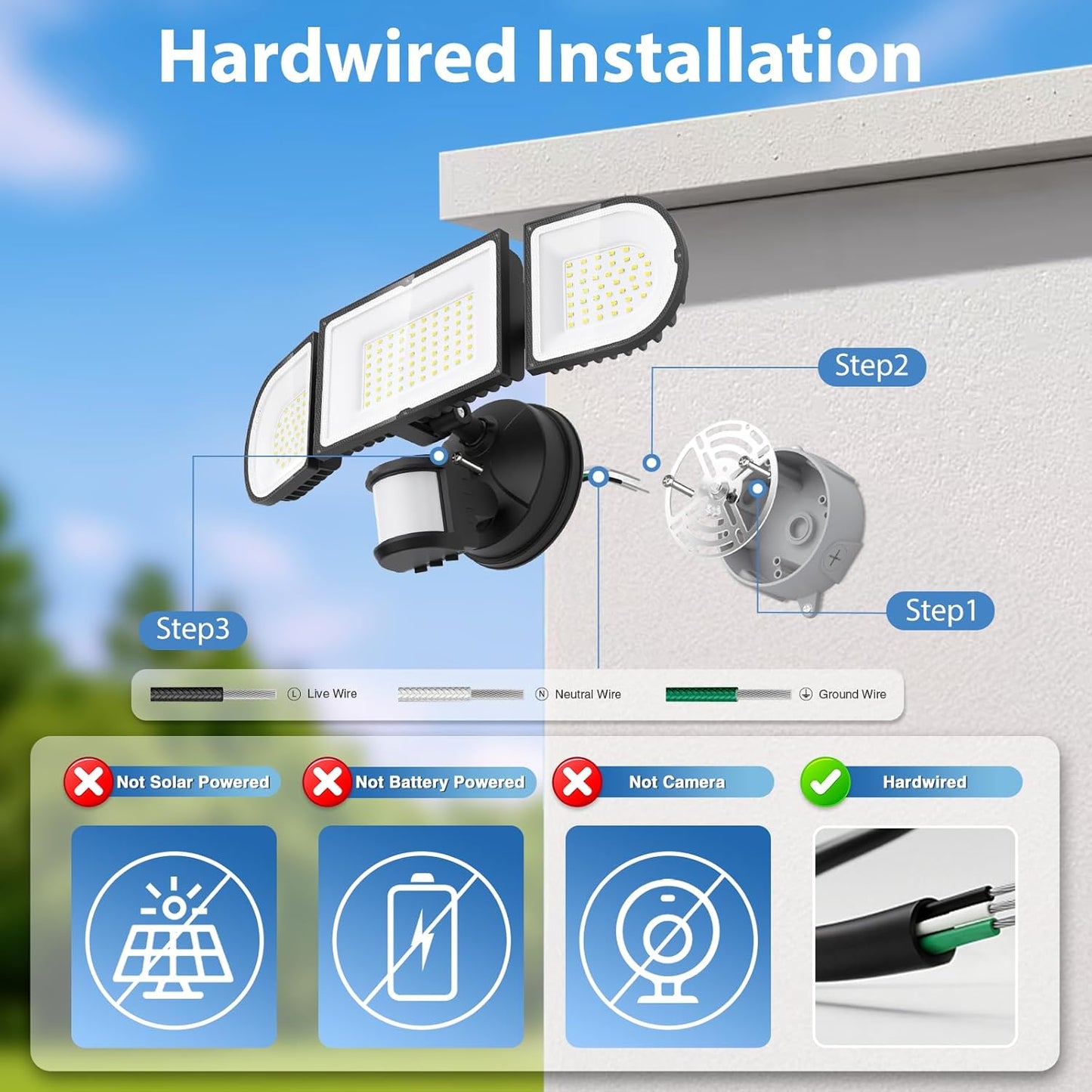 150W Motion Sensor Lights Outdoor for Outside, 15000LM LED Flood Lights Outdoor Wired Dusk to Dawn, Exterior Security Floodlight Fixture Waterproof IP65, Outdoor Lighting for House, Garage