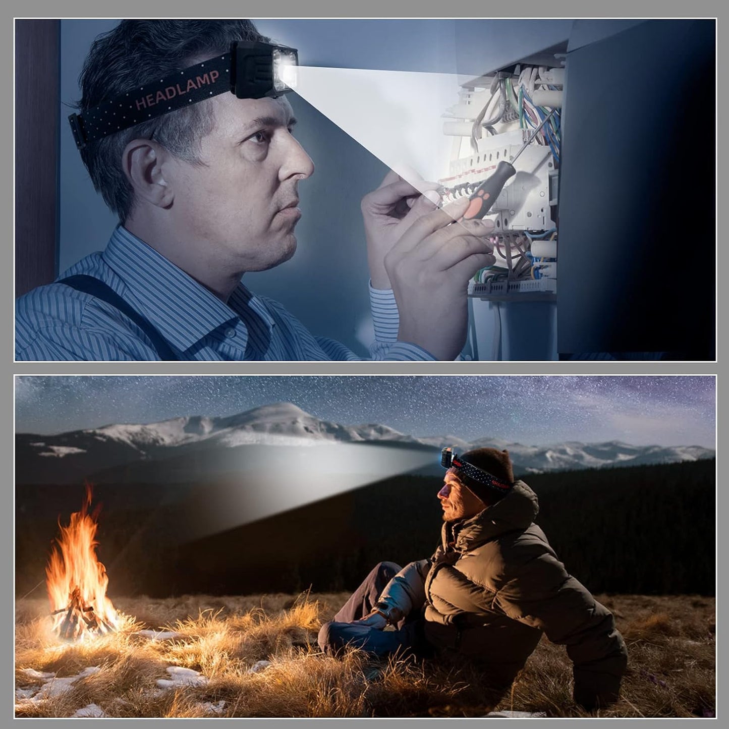 Kitness 2 Pack Digits Sensor Headlamp 6 Light Mode LED Rechargeable Headlight 1100 Lumens USB Head Lamp Flashlight Waterproof Headlamps with Motion Sensor for Outdoors