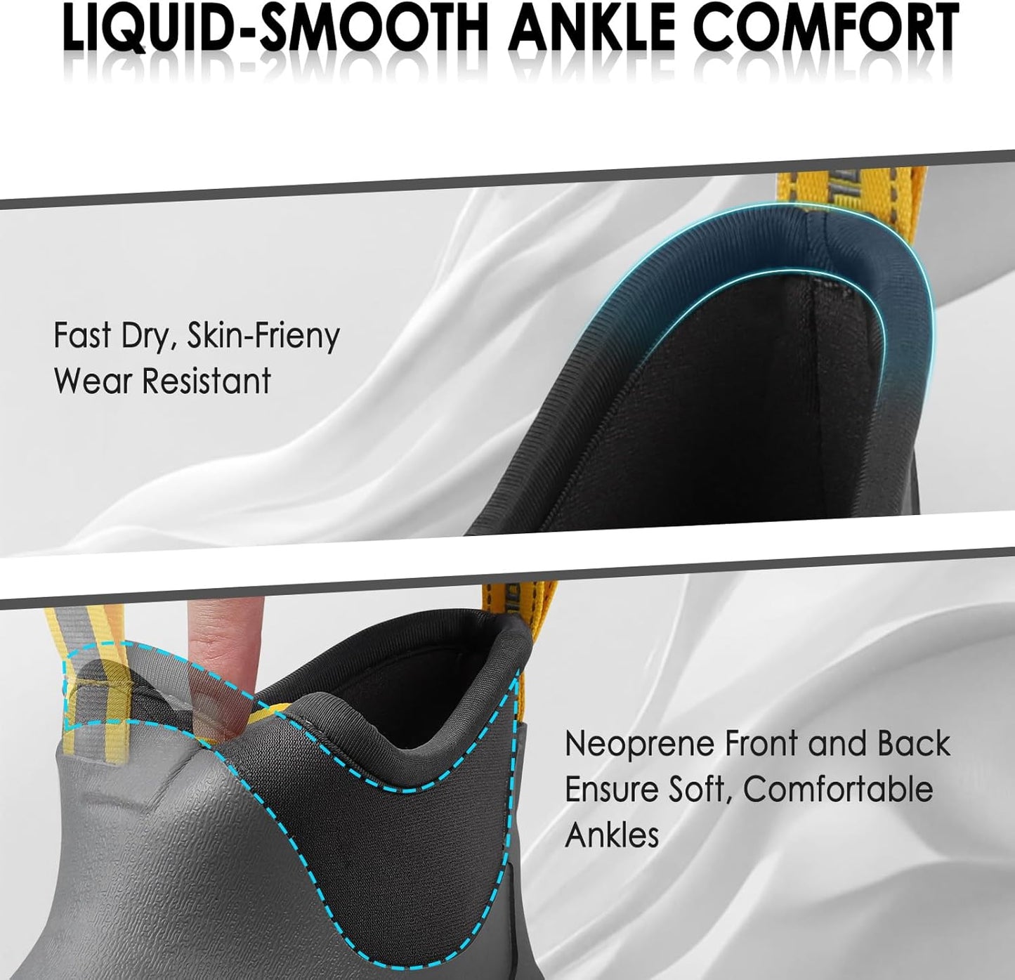 Kalkal Men's Deck Boots, Waterproof Fishing Rain Boots with High Traction, Men's Rubber Boots For Gardening Fishing Boating Camping Sailing