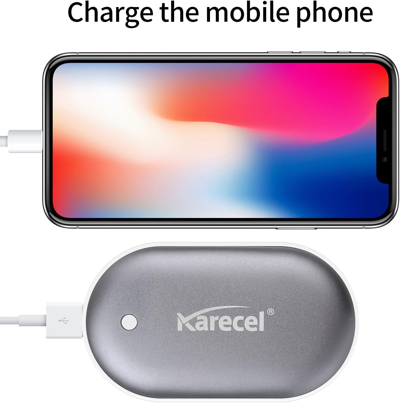 Karecel Rechargeable Hand Warmers 2 Pack, 10,400mAh Double Sided Heat Electric Hand Warmers Power Bank, Portable Pocket USB Heated Handwarmers, 4-inch Full-Surface Heat & Quick Charge, Men Tech Gifts