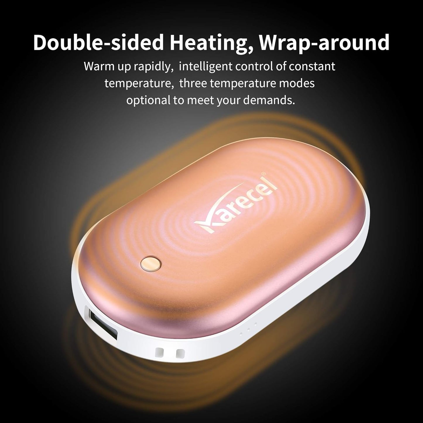 Karecel Rechargeable Hand Warmer, 5200mAh Double-Sided Instant Heating Electric Hand Warmer Power Bank, Up to 11Hrs, USB Portable Handwarmer Pocket Heater, Tech Gifts for Men Women, Winter Essentials