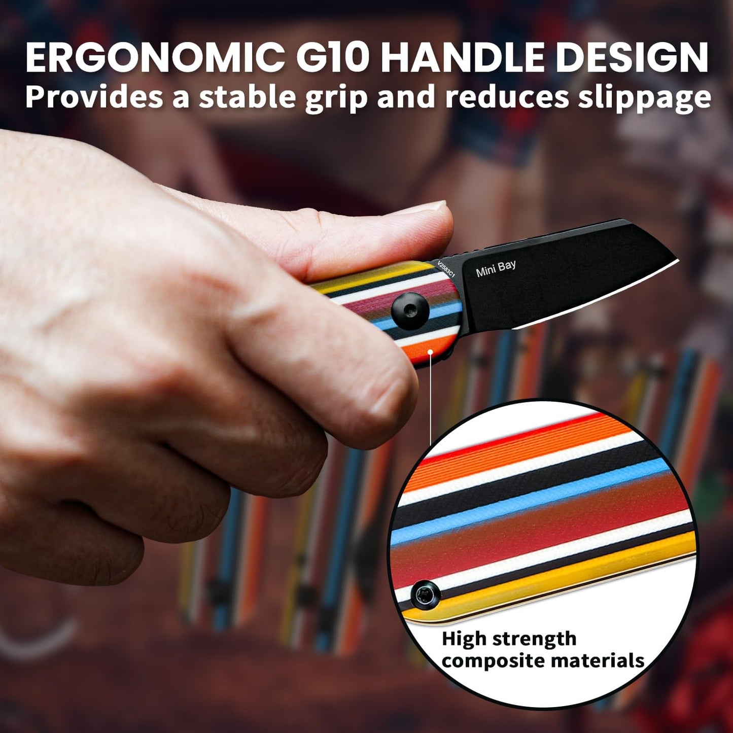 Kizer Serape Series Mini Bay Pocket Knife, 1.9 Inches 154CM Steel Blade EDC Knife, G10 Handle Small Folding Camping Knives Tools V2583C1