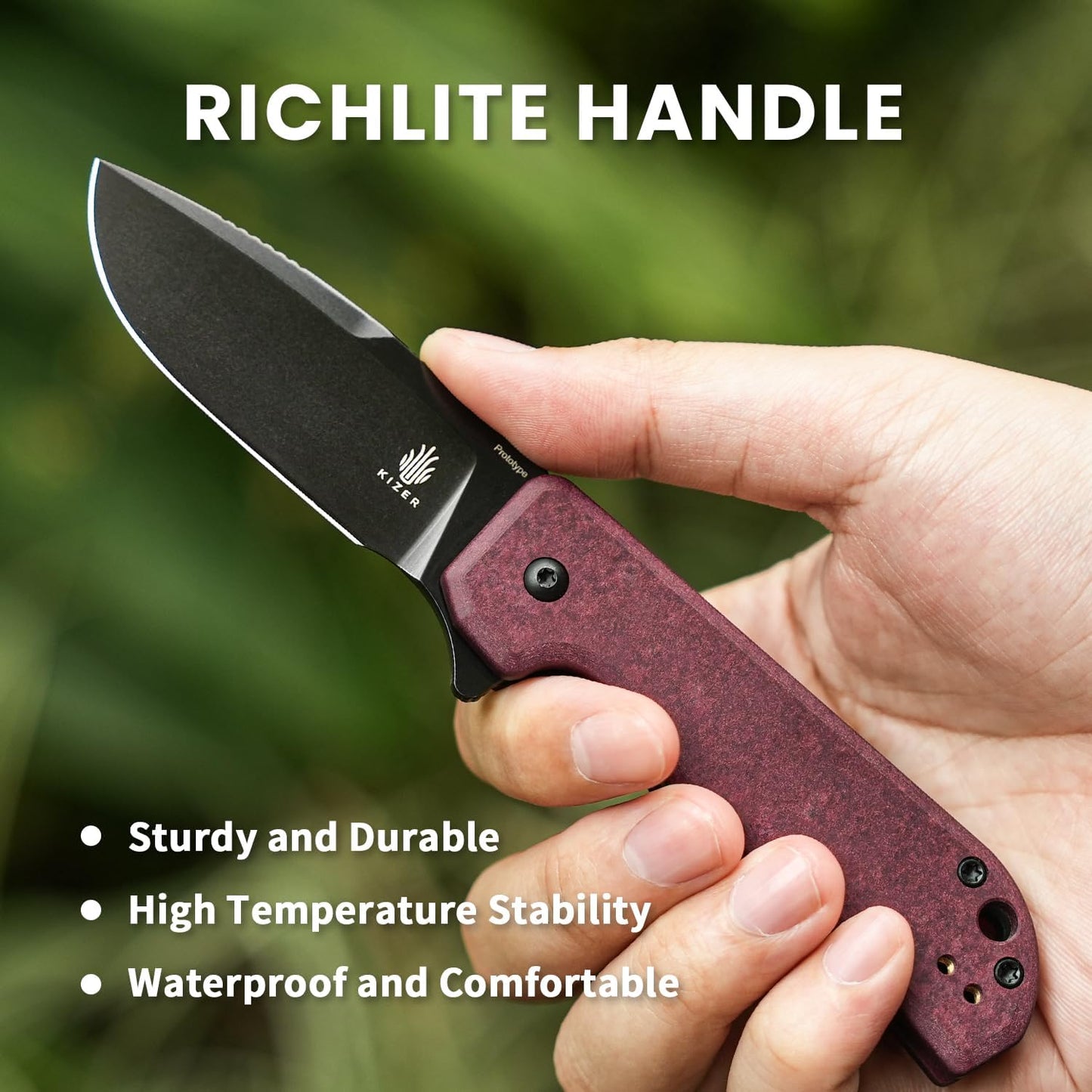 Kizer Nice Guy Pocket Folding Knife, 2.84" Nitro V Blade, Lightweight Sharp Camping and Hiking Tool, Comfort Richlite Handle, Liner Lock Flipper V3011A4