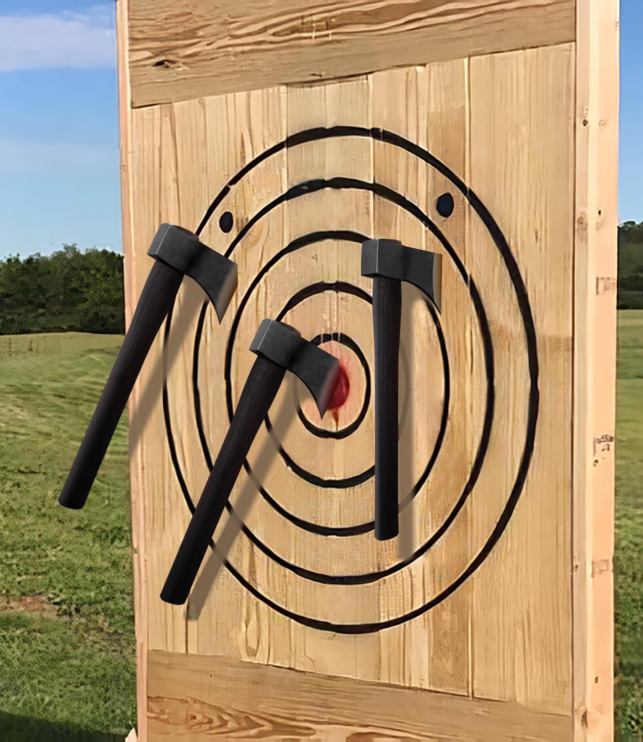 15.7" Competition Axes, 1065 Manganese Steel Throwing Hatchet Beech Wood Handle for Axe Throwing - 3 Pack