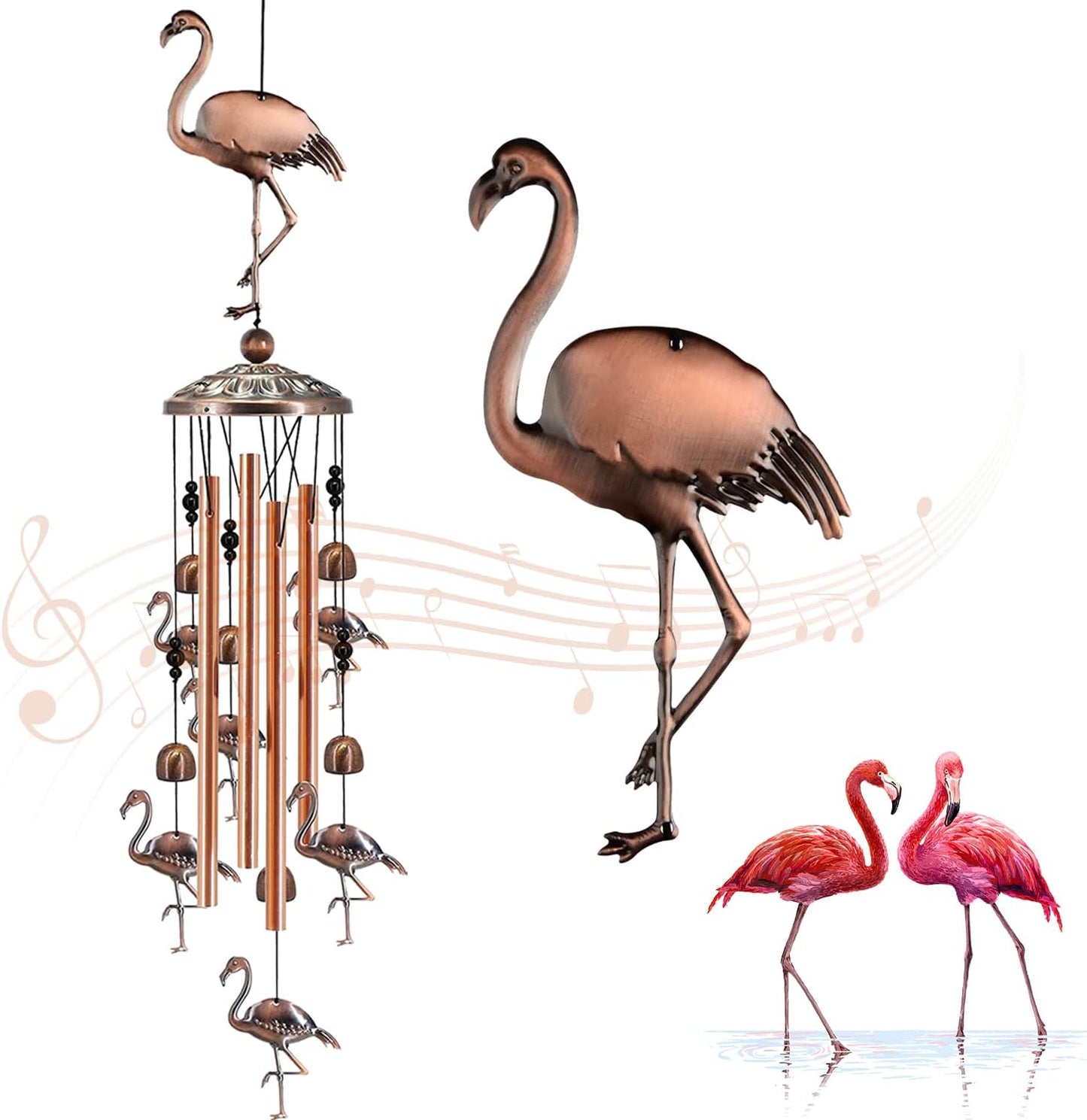 JUNQIU Flamingo Gifts for Women, Flamingo Wind Chimes for Outside, Gifts for Mother/Mom/Grandma/Sister/Mom