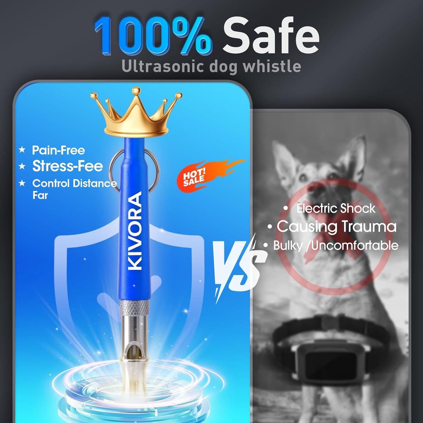 KIVORA 4 Pack Dog Whistle to Stop Barking Neighbors Dog,304 Stainless Steel Adjustable Ultrasonic Silent Dog Training Whistle for Recall & Bark Control,Professional Whistle Suitable for All Dogs