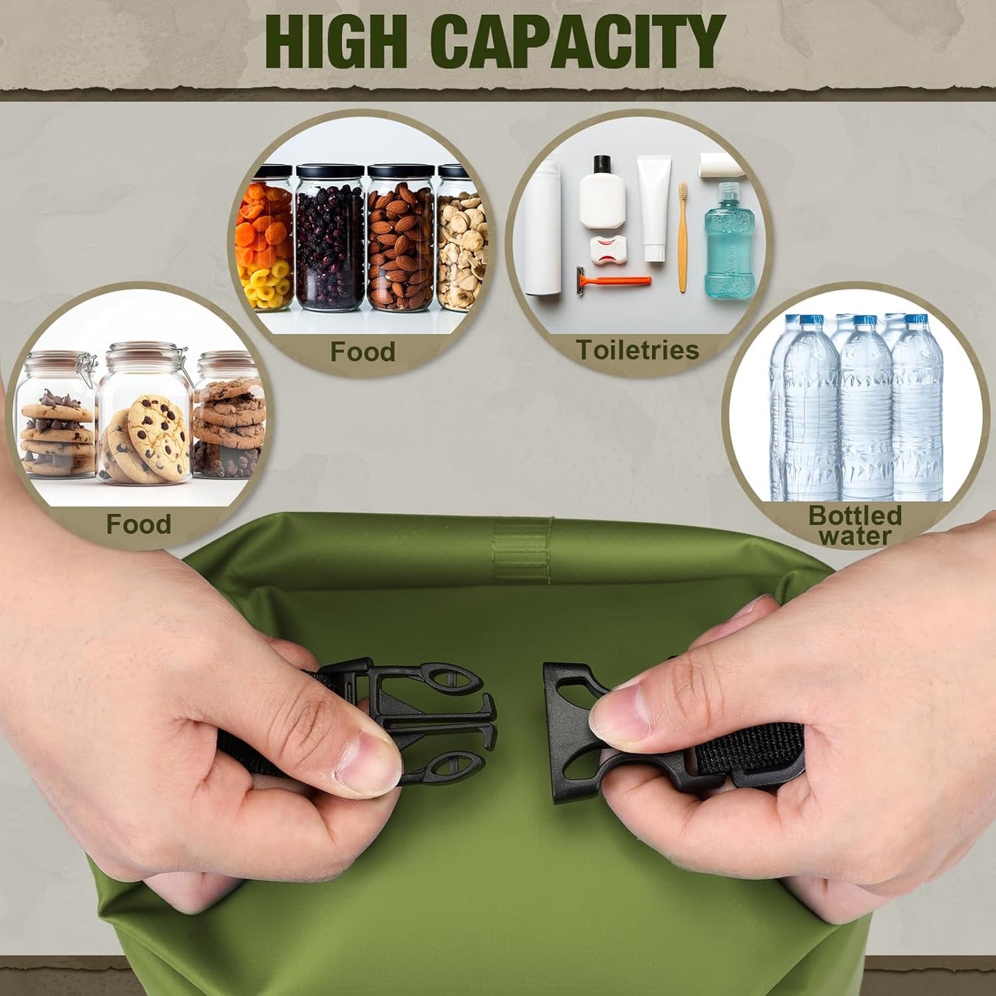 1 Set Bear Food Bag for Camping Ultralight Food Hanging System Includes Waterproof Bear Bag, Nylon Ropes, Hooks for Camping Backpacking